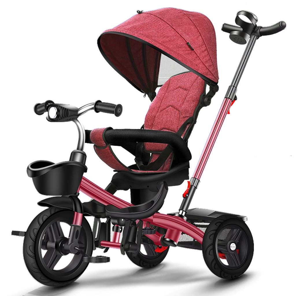 **Moolo Baby Tricycle for Kids 1-6 Years - 3-Wheel Ride-On Bike with Folding Pedals, Adjustable Seat & Parent Push Handle (Red) - Perfect for Outdoor Play, Park Rides & Learning Balance**