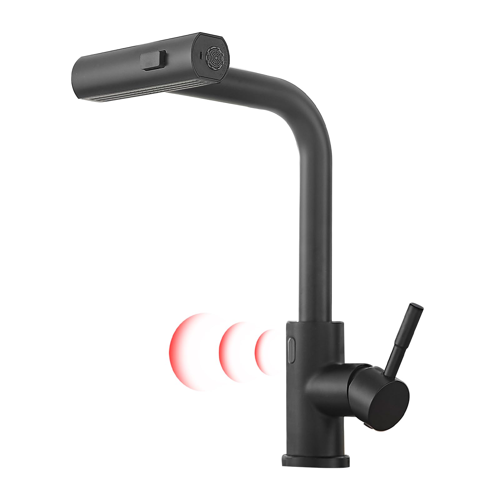 GIMILI Black Touchless Kitchen Faucet with Pull Down Sprayer - Single Hole Modern Waterfall Commercial Sink Faucet - Perfect for Restaurants, Hotels & Luxury Home Kitchens