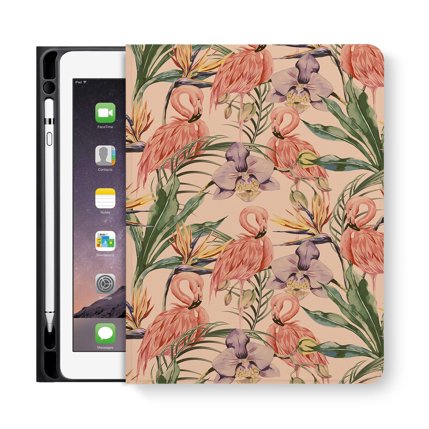 Premium iPad Folio Case with Flamingo Print - Slim Protective Cover for iPad 6th/7th/8th/9th Gen - Perfect for Work, School & Travel Accessories