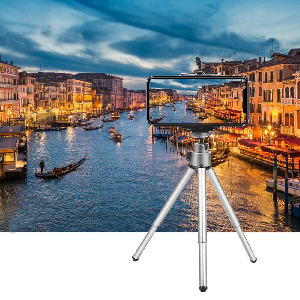 RajoNN Flexible Mini Phone Tripod Stand with Clip - Adjustable Portable Cell Phone Tripod for Live Streaming, Vlogging, Photography & Video Calls