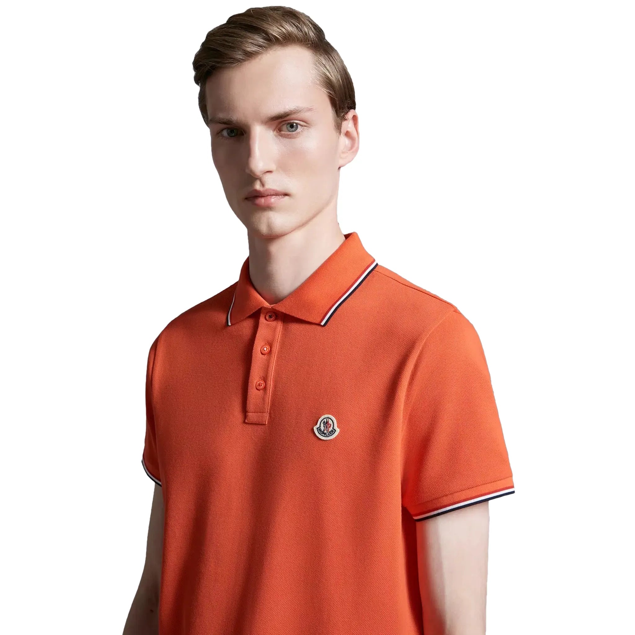 Moncler Orange Polo Shirt for Men - Premium Cotton Short Sleeve Casual Shirt - Perfect for Golf, Summer Outfits & Business Casual Wear