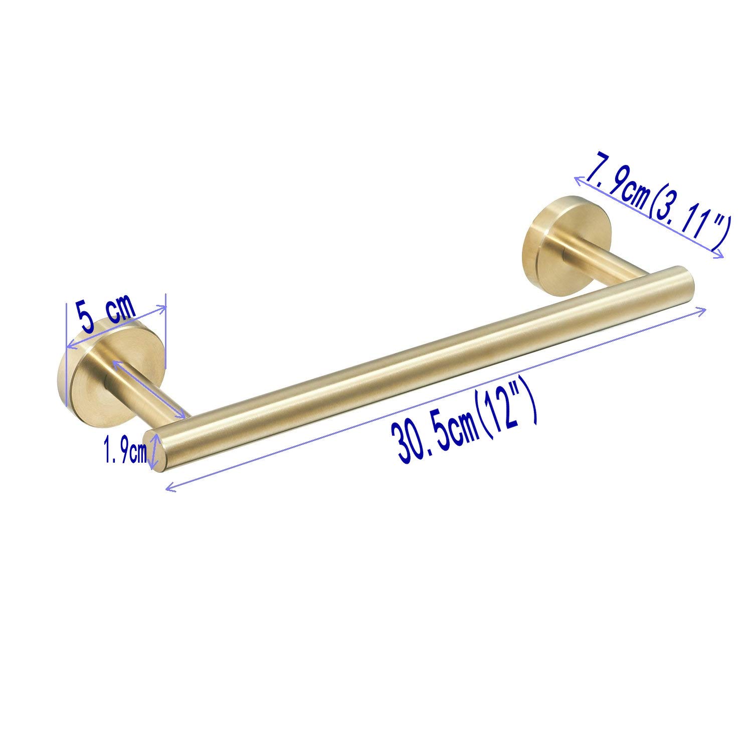 30 cm Brushed Gold Stainless Steel Single Towel Bar - Wall Mount Bathroom Towel Rack by Leekayer - Perfect for Modern Bathrooms & Spa-Like Home Decor