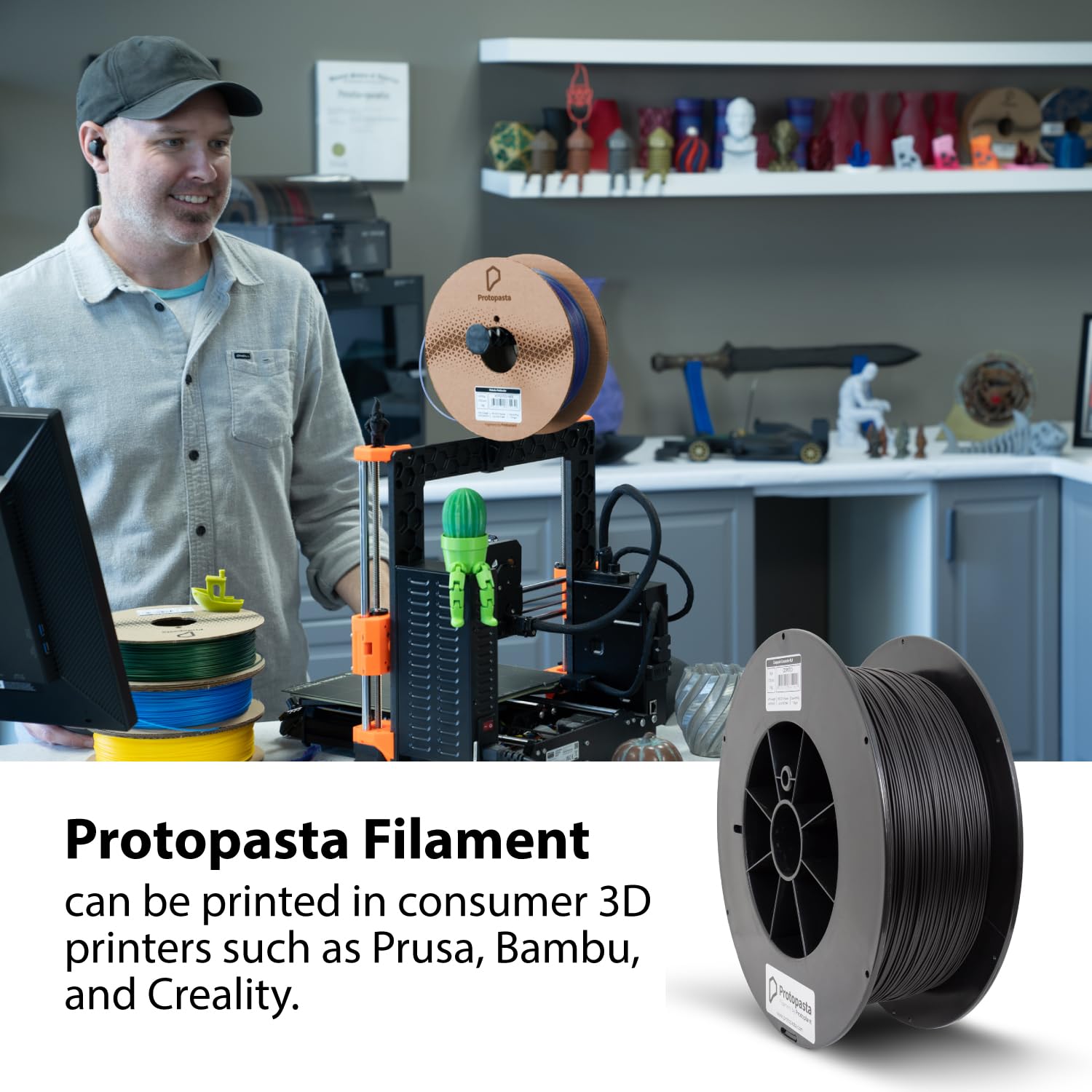 Electrically Conductive PLA 3D Printer Filament 1.75mm 2kg Spool - High Performance PLA Filament for Creality Ender 3, ANYCUBIC, FlashForge 3D Printers | Perfect for DIY Electronics, Robotics & Wearable Tech Projects