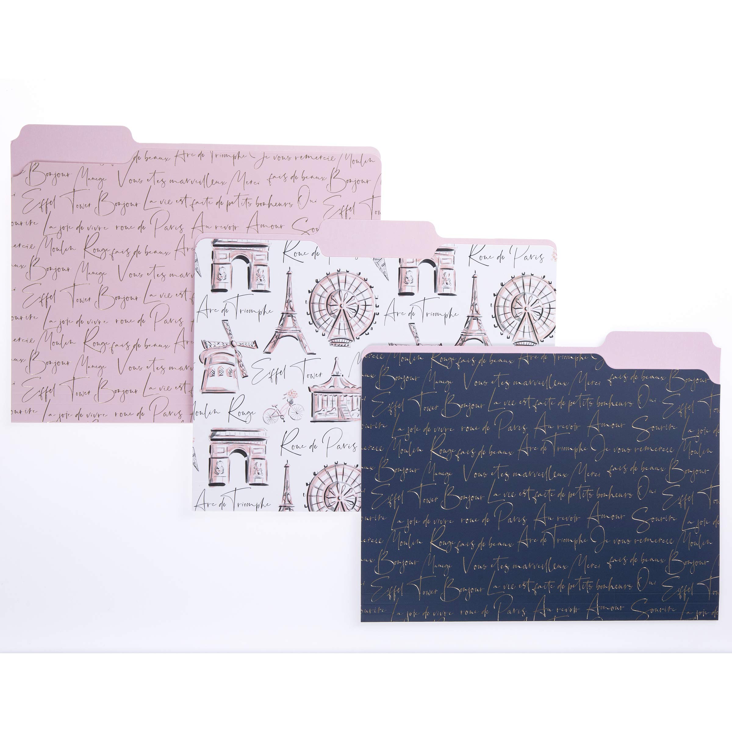 Parisian Style File Folders Set - 9 Traditional Folders (11.75