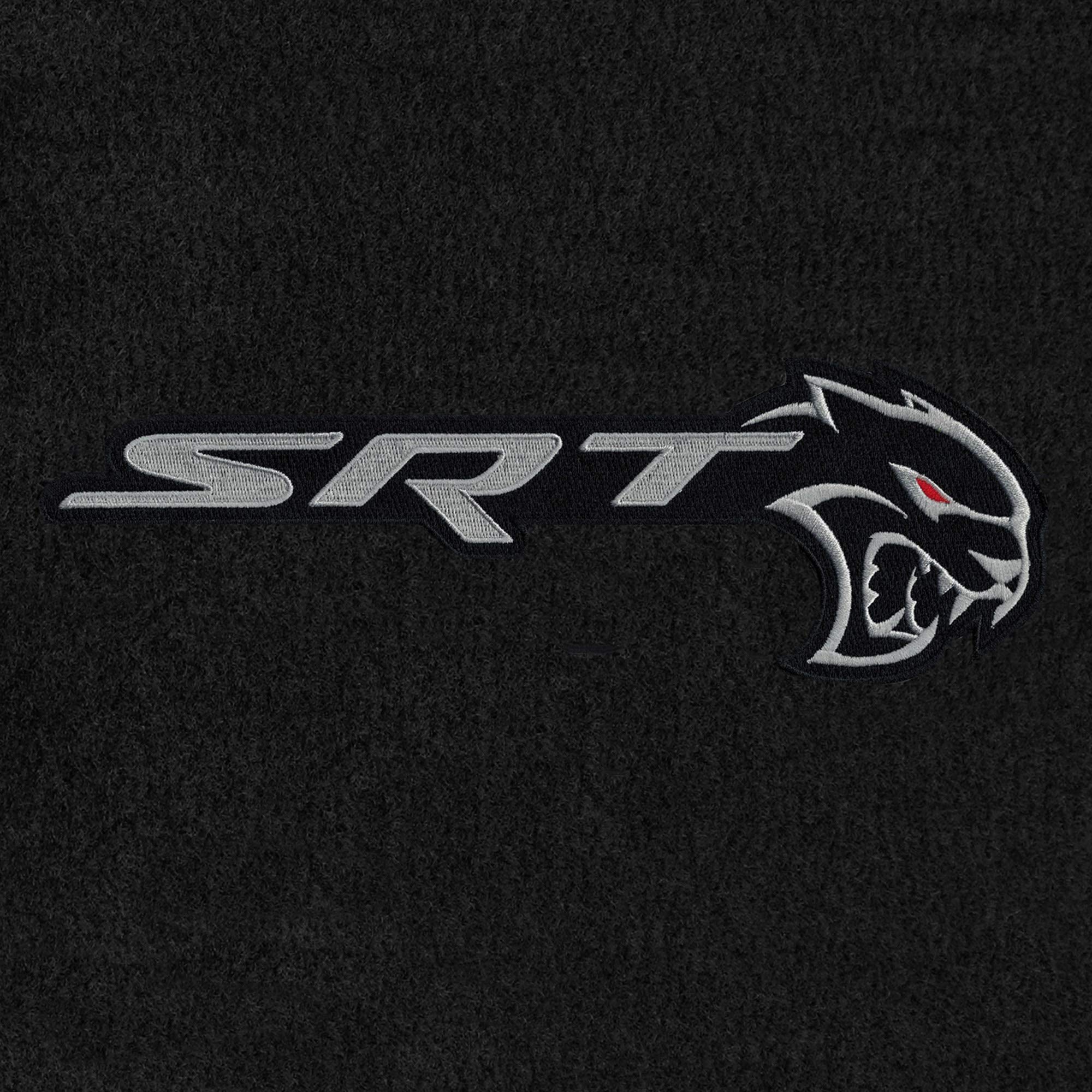 Premium Custom-Fit Carpeted Floor Mats for Dodge Challenger Hellcat AWD/RWD (2019-Present) - Luxury Car Floor Liners with SRT Redeye Logo - Charcoal 4-Piece Set - Perfect for Daily Driving & Car Shows