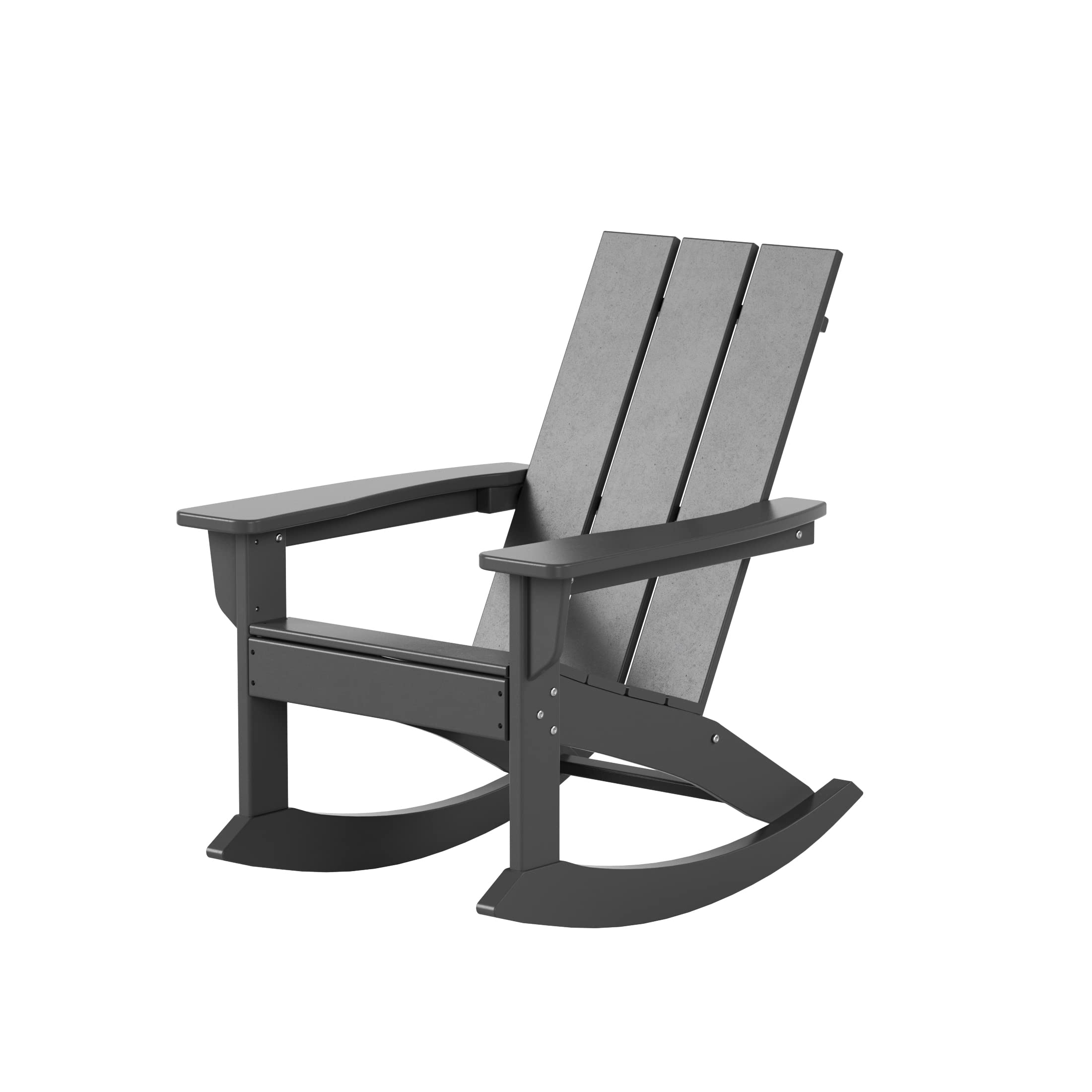 WestinTrends All-Weather Poly Lumber Adirondack Rocking Chair - Modern Farmhouse Outdoor Rocker for Porch, Garden, Backyard & Indoor Use - Gray Patio Furniture (Perfect for Relaxing, Reading & Enjoying Sunset Views)