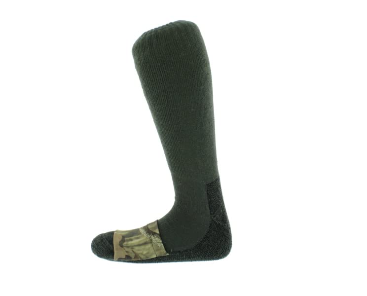 Heat Factory Mid-Calf Thermal Socks with Foot Warmer Pockets - Mossy Oak Camouflage & Olive Green for Hunting, Hiking & Winter Outdoor Activities