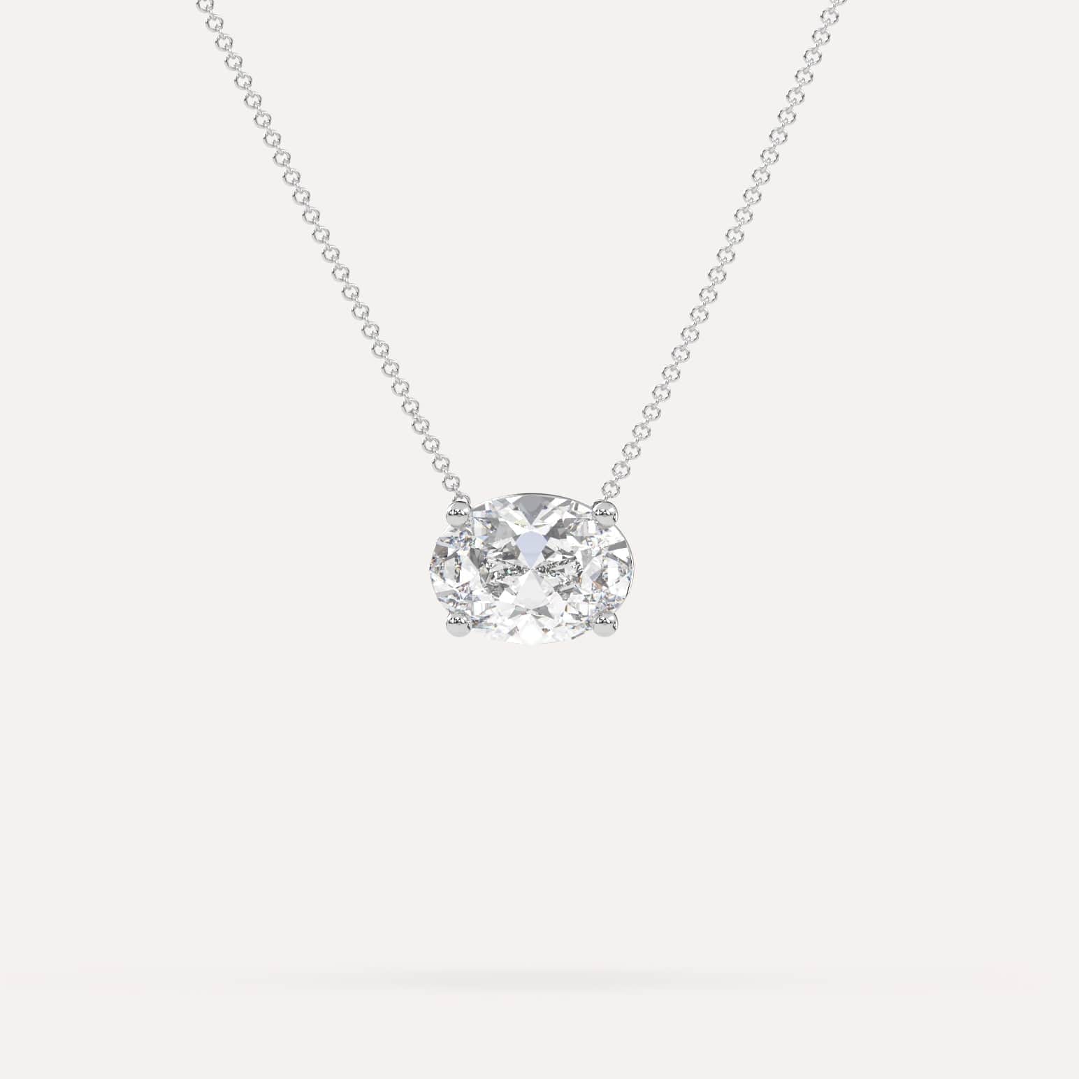 Oval Floating Diamond Necklace Setting - Elegant 14K Gold Solitaire Pendant for Women - Perfect for Weddings, Anniversaries & Special Occasions