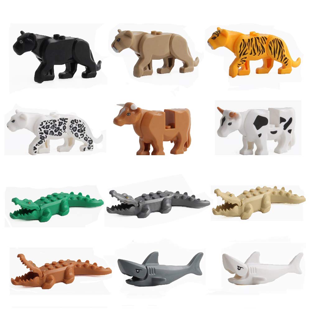 12pcs Animal Action Figures Building Blocks Set - Leopard, Crocodile & More | STEM Educational Toys for Kids | Compatible with Major Brands | Perfect for Creative Play, Birthday Gifts & Classroom Learning