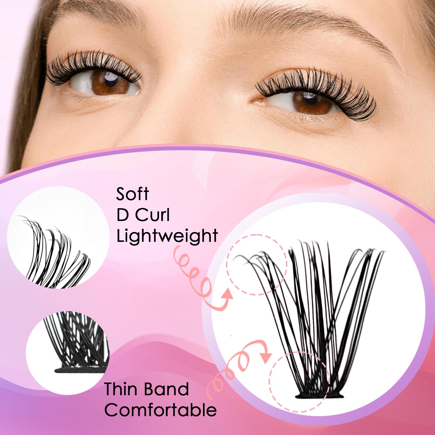 Mikiwi 280pcs Cluster Lashes - 30D-0.07D-9-16mm Mixed Length, D Curl, Faux Mink Individual Eyelash Extensions for DIY Lash Application | Perfect for Salon, Bridal, Party & Everyday Wear