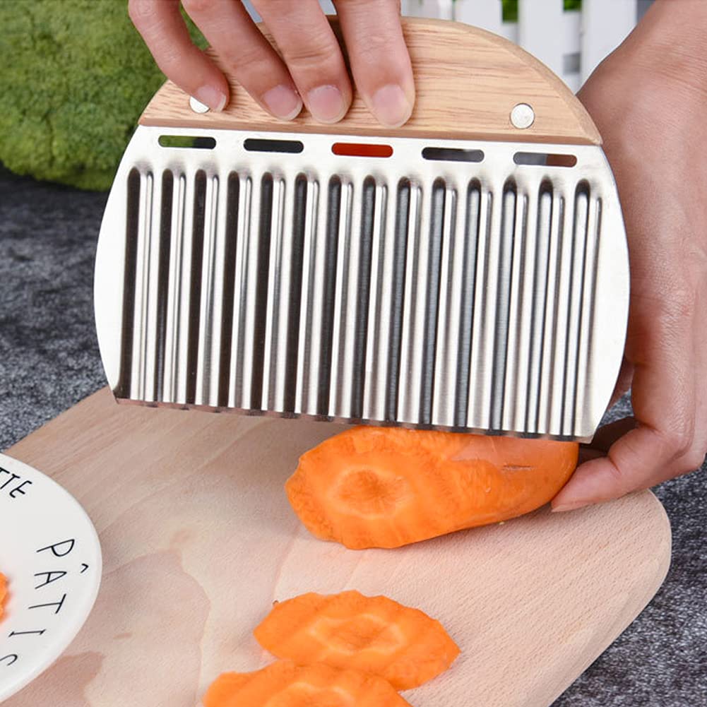 Trifecta Potato Slicing Knife - Wavy Blade Stainless Steel French Fries Cutter | Professional Kitchen Tool for Perfect Wavy Fries & Vegetable Cutting | Ideal for Home Cooking, Restaurants & Food Prep