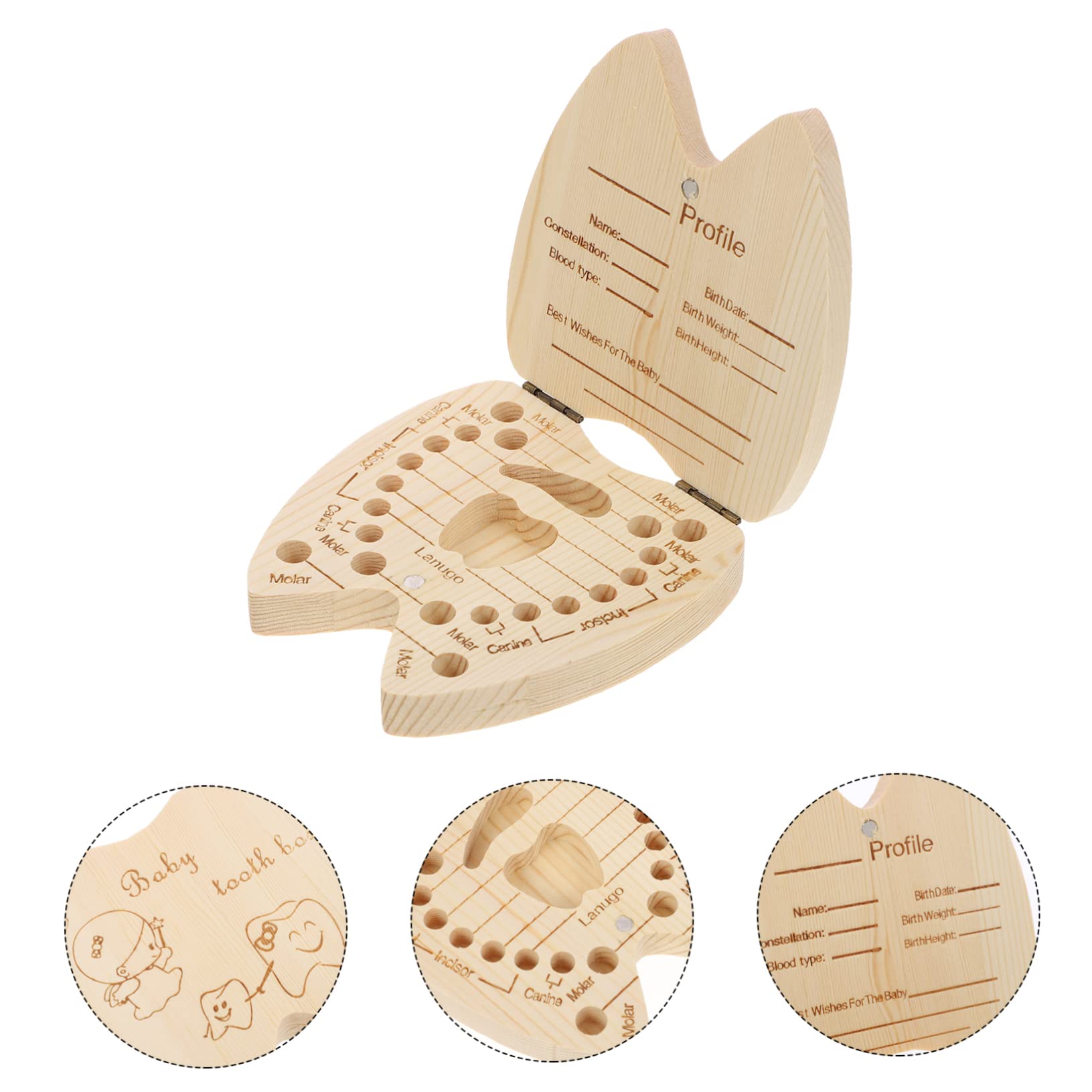 HEMOTON Portable Teeth Storage Box - Wooden Keepsake Organizer for Kids, Baby Teeth Saver & Pill Box - Perfect for Baby Teeth Collection, Travel & Memory Preservation