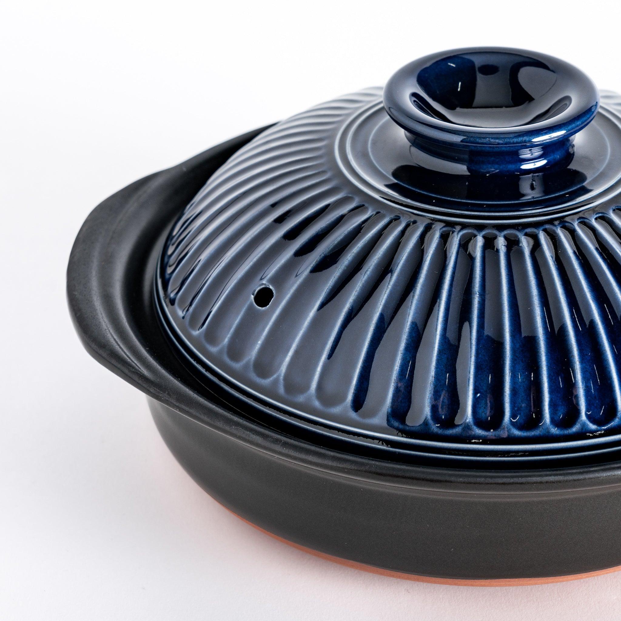 Premium Ginpo Kikka Lapis Induction-Compatible Family-Size Donabe Pot - Traditional Japanese Clay Pot for Hot Pot, Stews & Rice Cooking - Perfect for Family Dinners & Entertaining