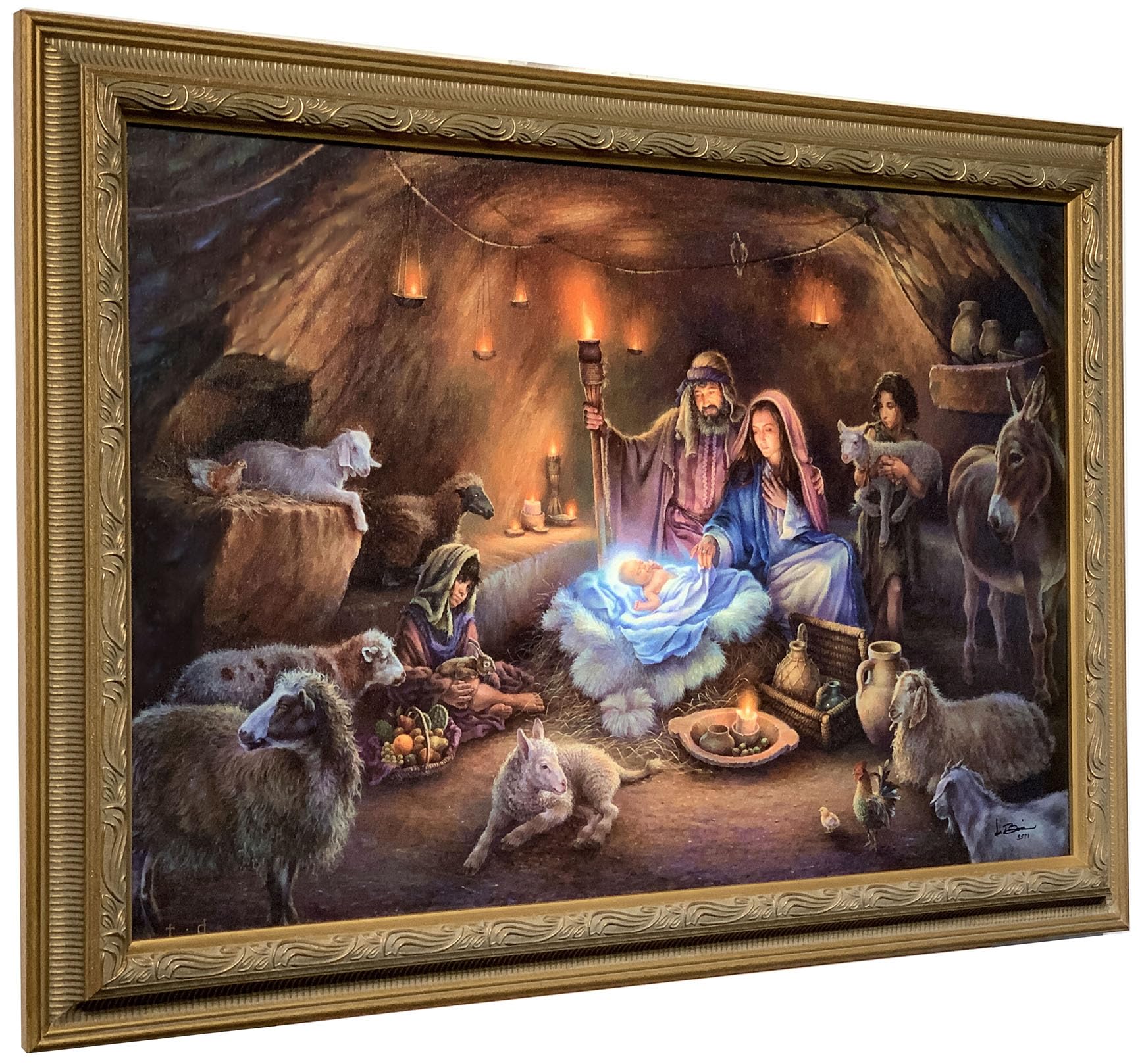 Tom duBois 'No Room For Them in the Inn' Signed & Numbered Framed Canvas Art Print - Religious Christmas Decor for Home, Church & Holiday Gifting