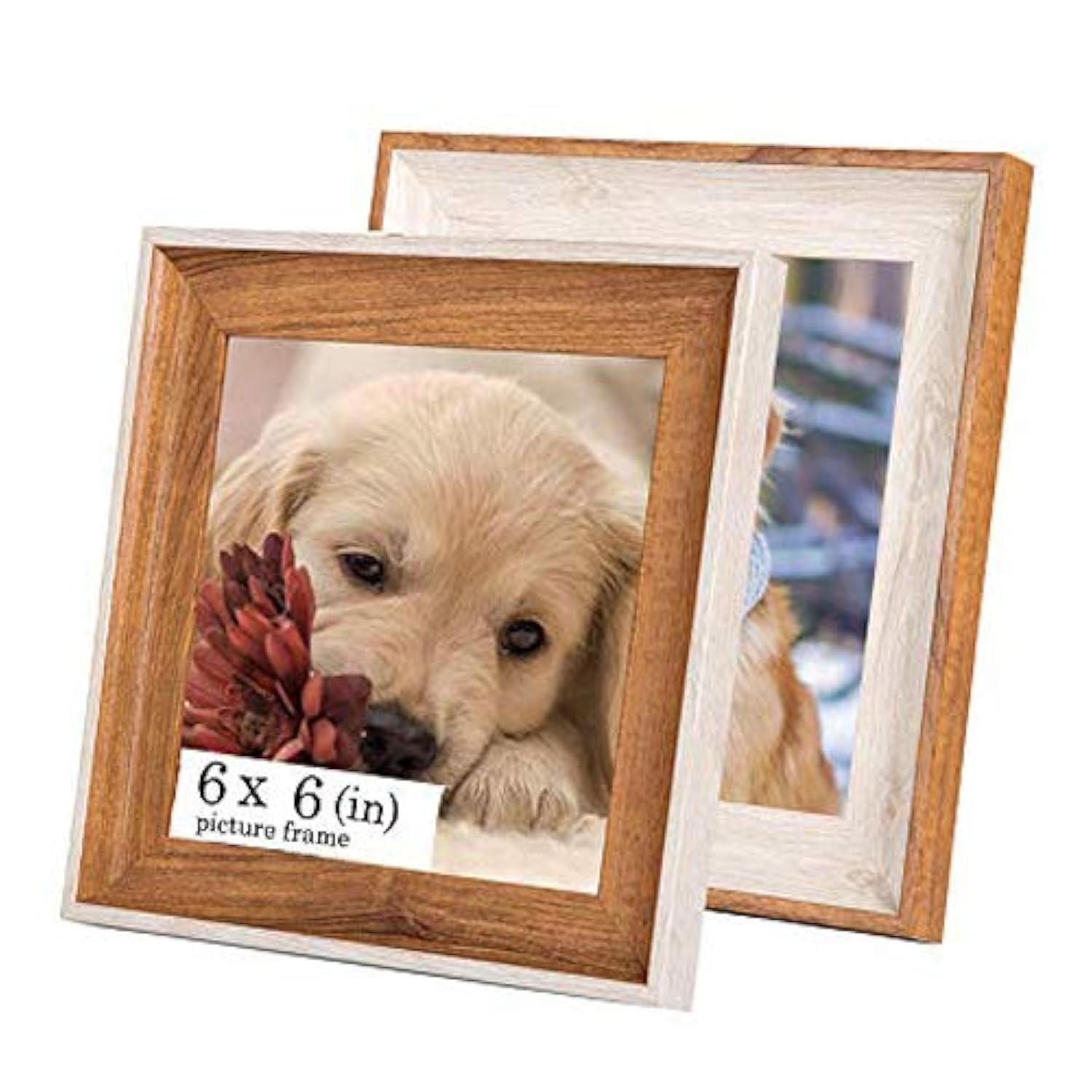 Premium Wooden 6x6 Inch Square Picture Frames with Shatterproof Acrylic - Set of 2 (Wall Mount & Tabletop Display) - Perfect for Baby Photos, Wedding Portraits, Family Memories & Christmas Gifts - Ideal for Home Decor, Office Display, and Special Occasions