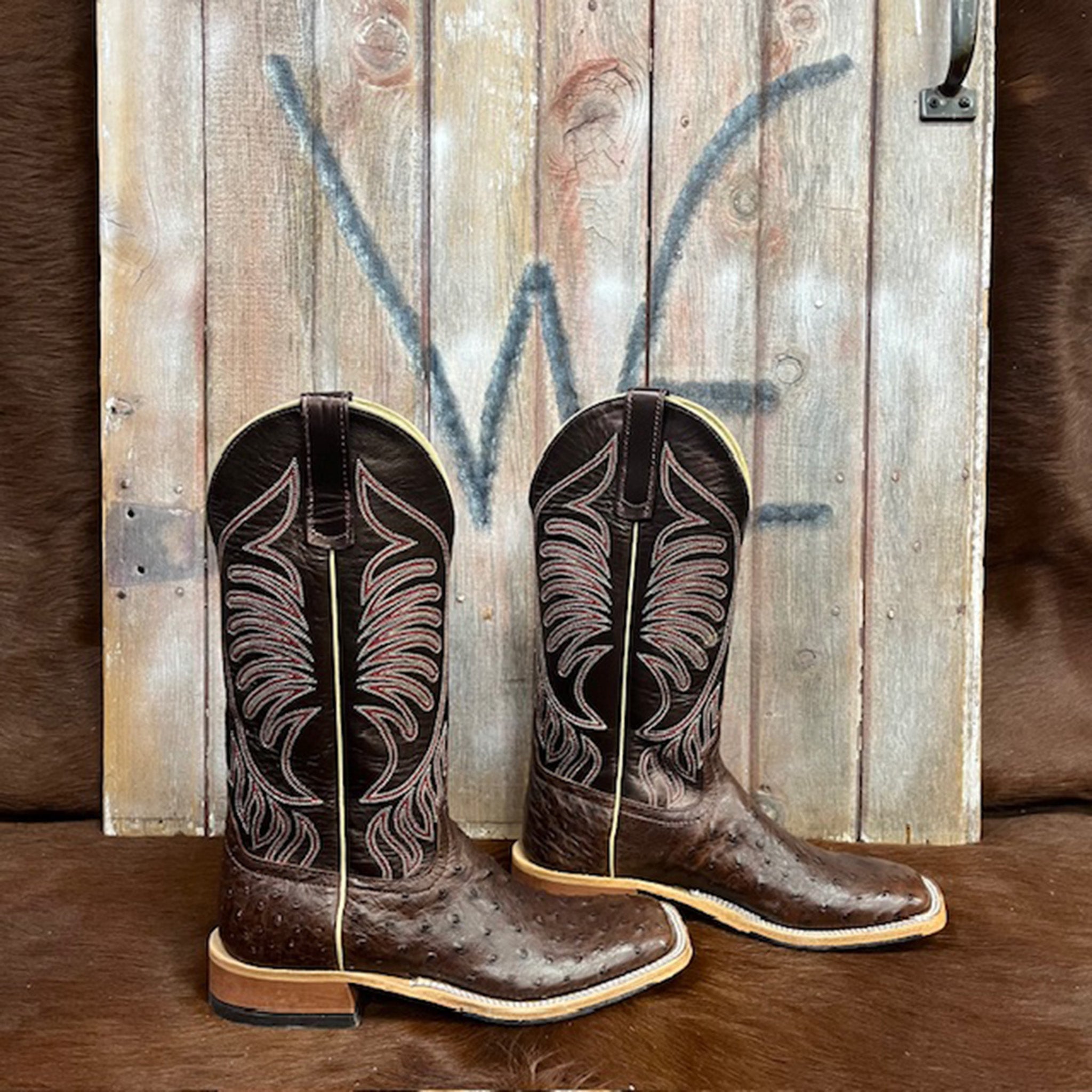 Anderson Bean Women's Tobacco Ostrich & Puma Cowboy Boots - Stylish Western Boots for Rodeo, Country Dancing & Everyday Wear