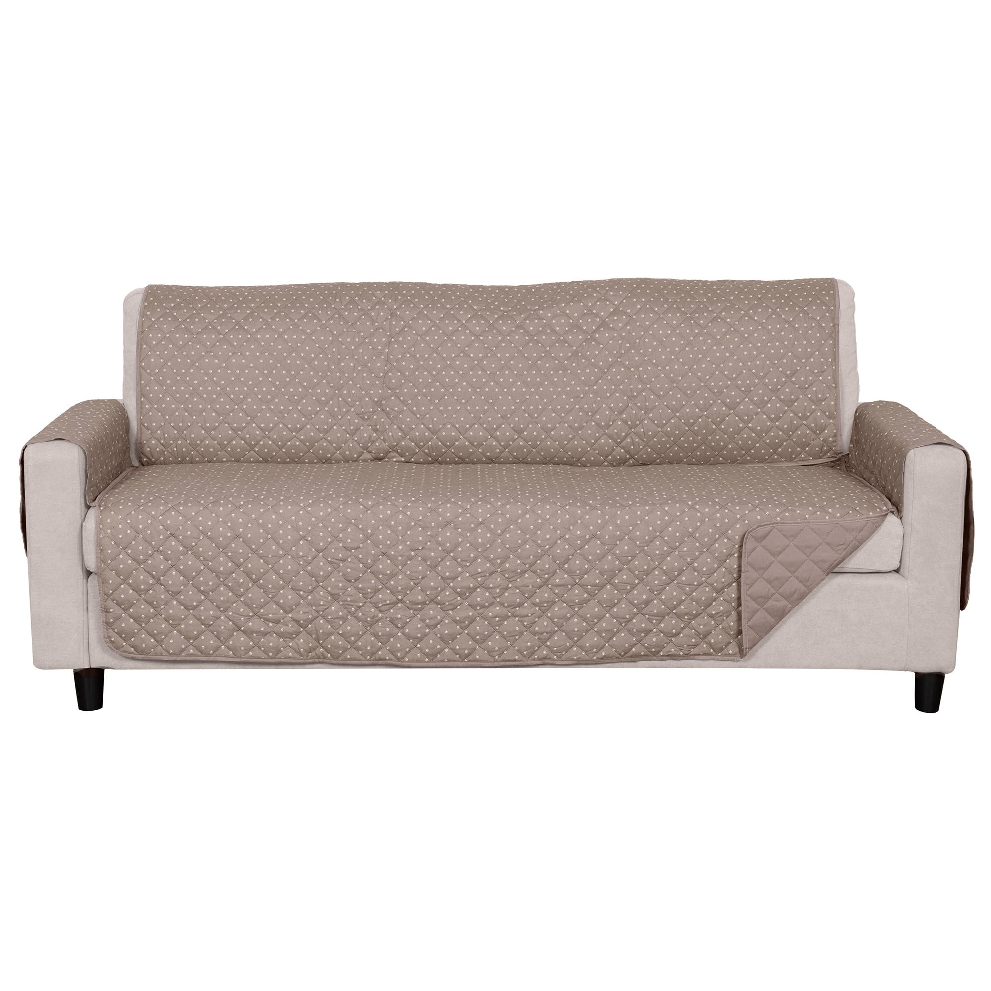 Furhaven Water-Resistant Reversible Sofa Cover Protector for Dogs, Cats & Kids - Quilted Polya Dot Pet-Friendly Furniture Protector - Biscuit Brown - Perfect for Living Room, Couch & Sectional Sofas - Protects Against Pet Hair, Spills & Stains