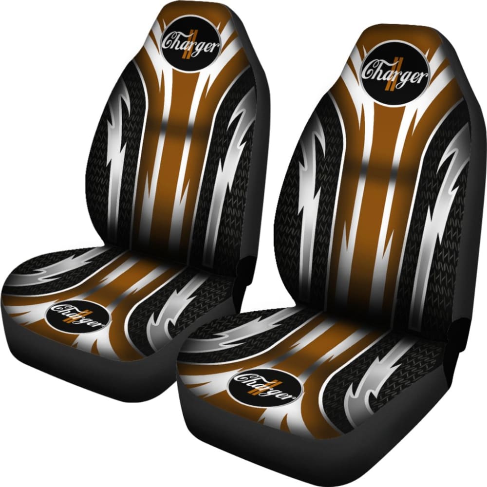 Premium 2 Front Seat Covers for Dodge Charger - Genuine Leather, Brown (Part #094209) | Perfect for Car Interior Protection & Custom Style Upgrade