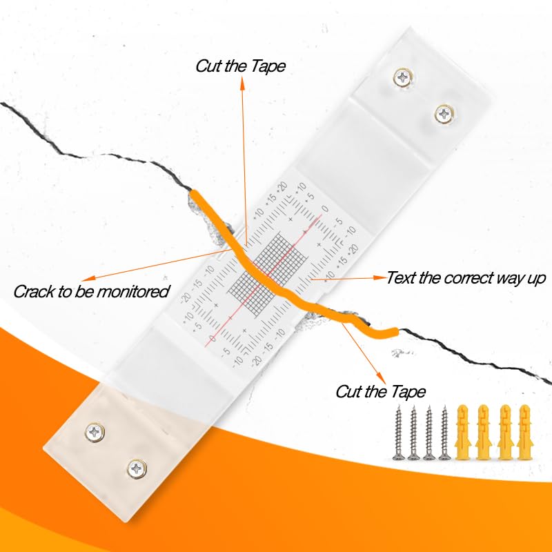 Concrete Crack Monitor - Standard & Corner Tell-Tale Crack Gauge (1PC) for Structural Monitoring, Foundation Inspection & Building Maintenance