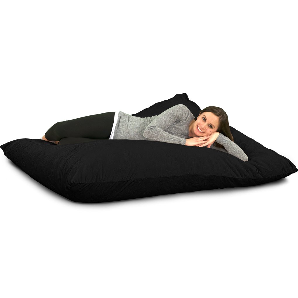 ULTIMATE SACK Oversized Bean Bag Chair - Black Suede Floor Pillow for Living Room, Bedroom & Dorm | Comfy Lounge Furniture for Reading, Gaming & Relaxing