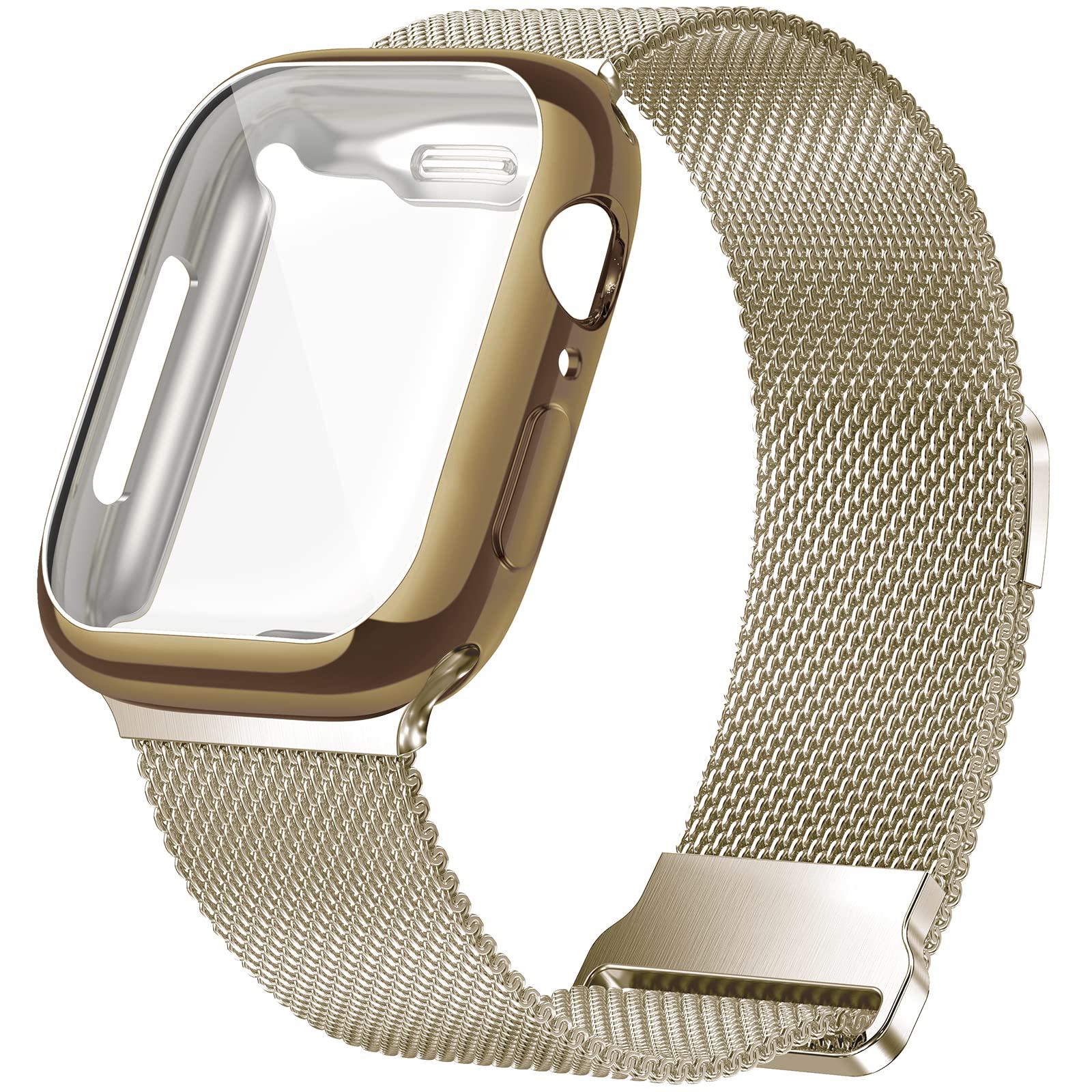 Premium Stainless Steel Milanese Loop Band for Apple Watch 38mm/40mm/41mm - Magnetic Mesh Strap Compatible with iWatch Series 10/9/8/7/6/5/4/3/2/1 & SE - Light Gold Replacement Bracelet for Women & Men - Perfect for Workouts, Office & Everyday Wear
