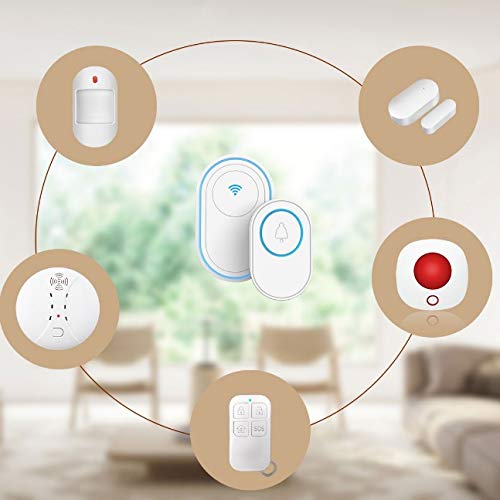 Smart WiFi Wireless Doorbell Alarm System with 58 Chime Sounds, 433MHz Detectors & Strobe Siren - Perfect for Home Security, Apartment Entry Alerts & Business Notifications