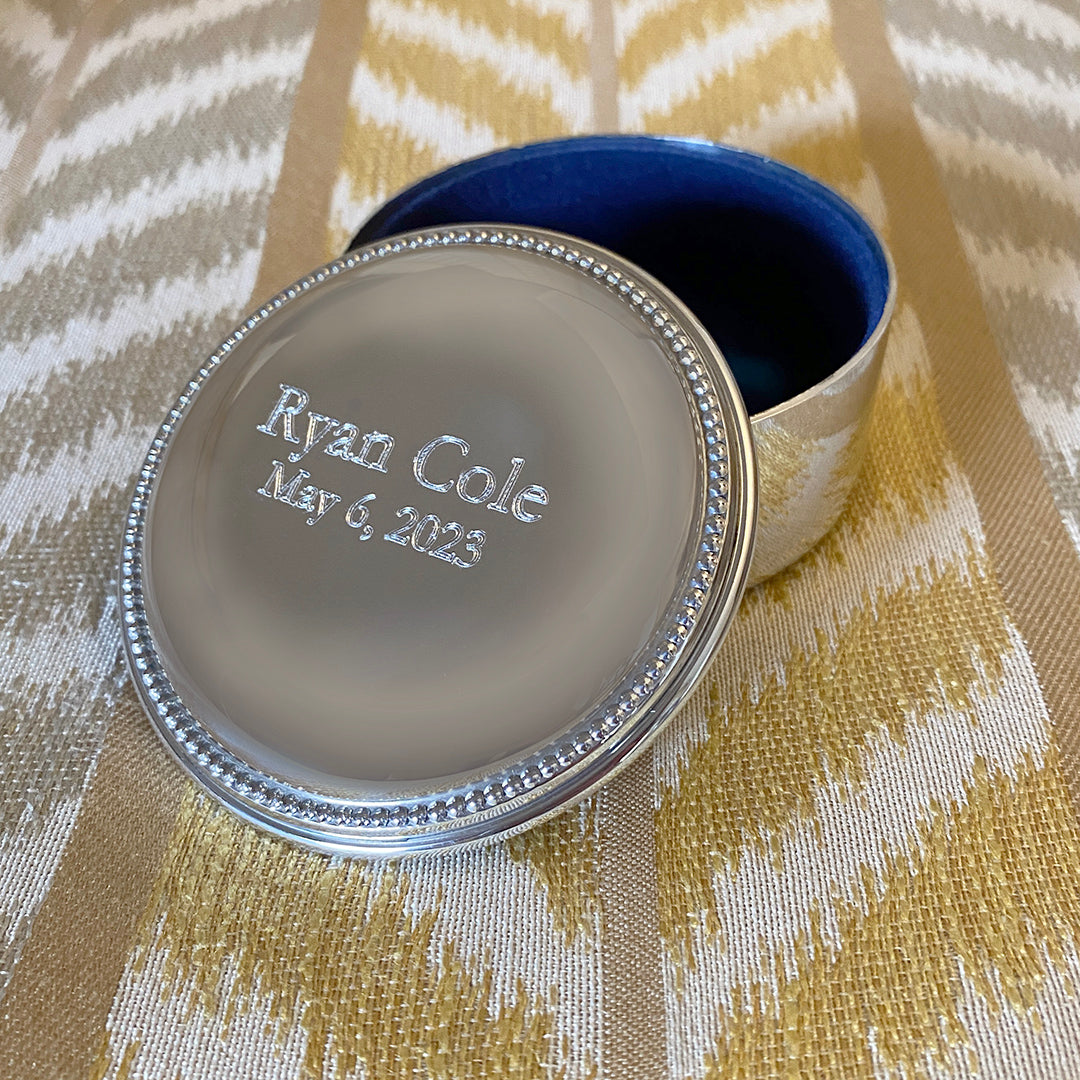 Elegant Pewter Round Beaded Jewelry Box - Perfect for Organizing Rings, Necklaces & Earrings - Ideal Gift for Women