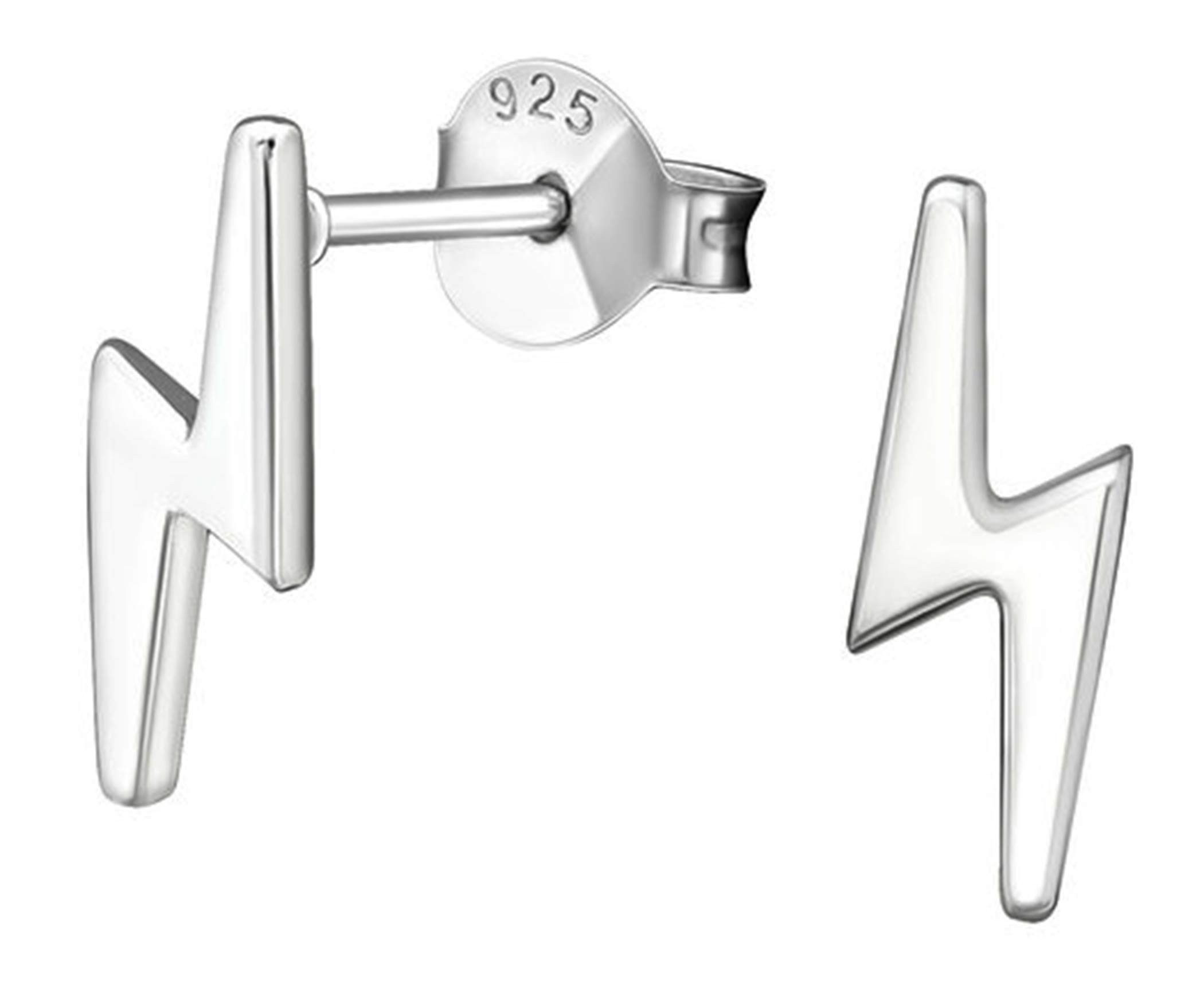 Lightning Bolt Stud Earrings - .925 Sterling Silver Tiny Tragus Helix Cartilage Earrings for Women - Perfect for Second Piercing, Everyday Wear & Gifts