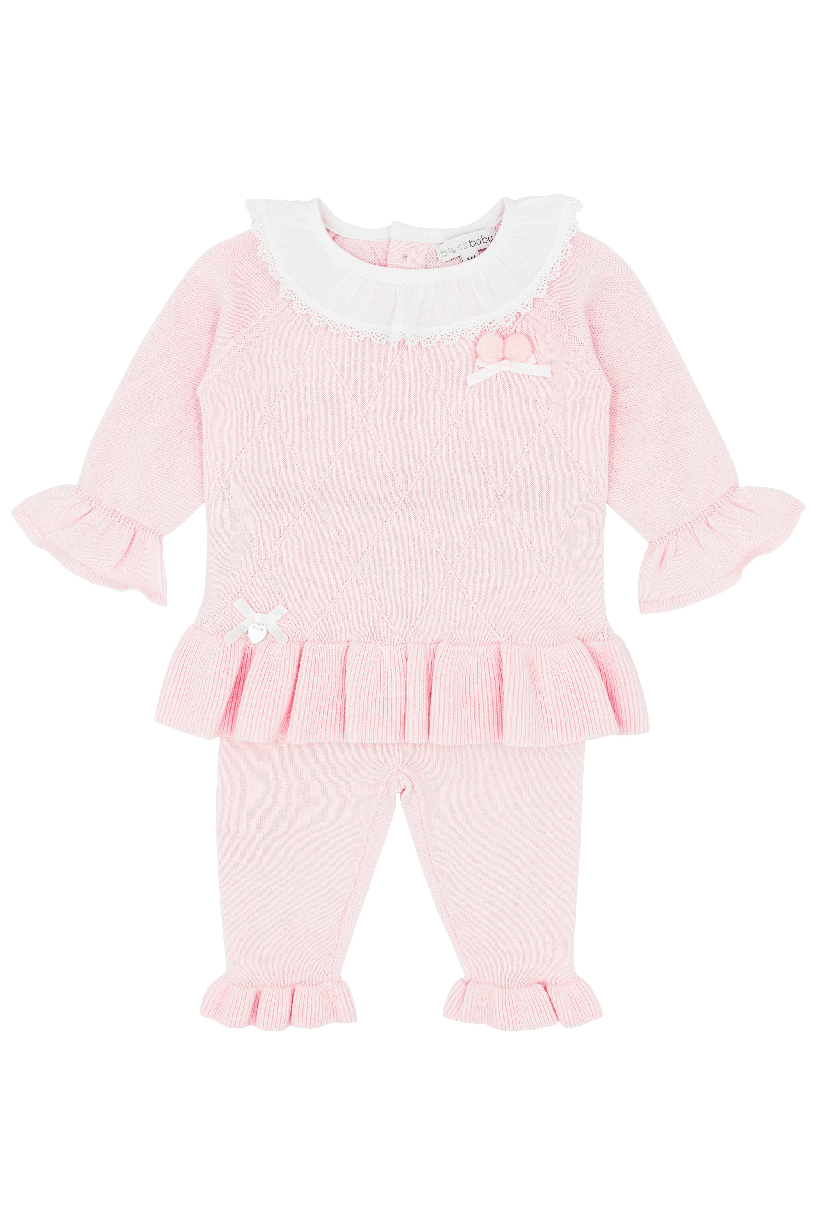 Skylar Baby Pink Knit Top & Trousers Set - Soft Cotton Outfit for Girls | Casual Wear, Photo Shoots & Special Occasions