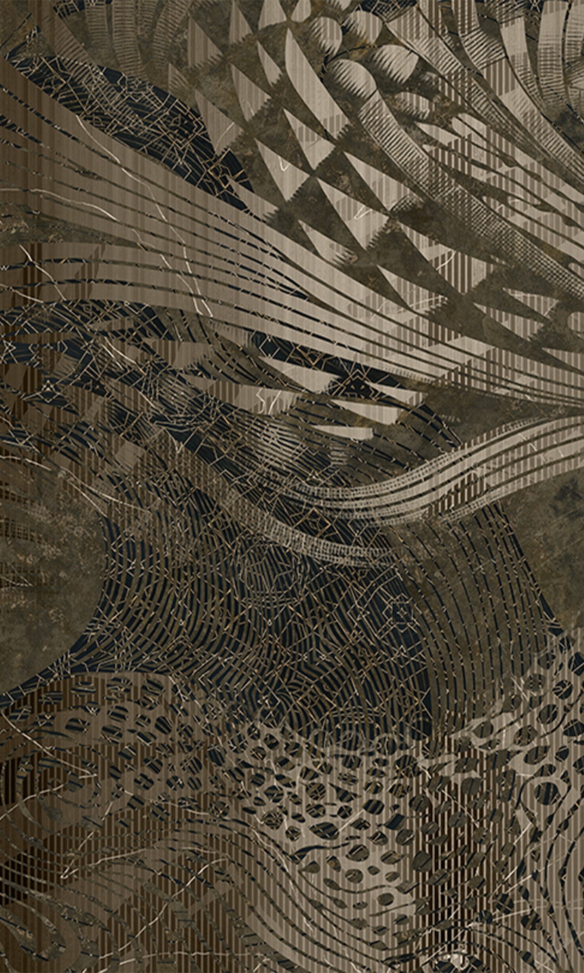 Charcoal Flowing Abstract Mosaic Mural Wallpaper M2603 - Modern Textured Wall Covering for Living Room, Bedroom & Office Decor