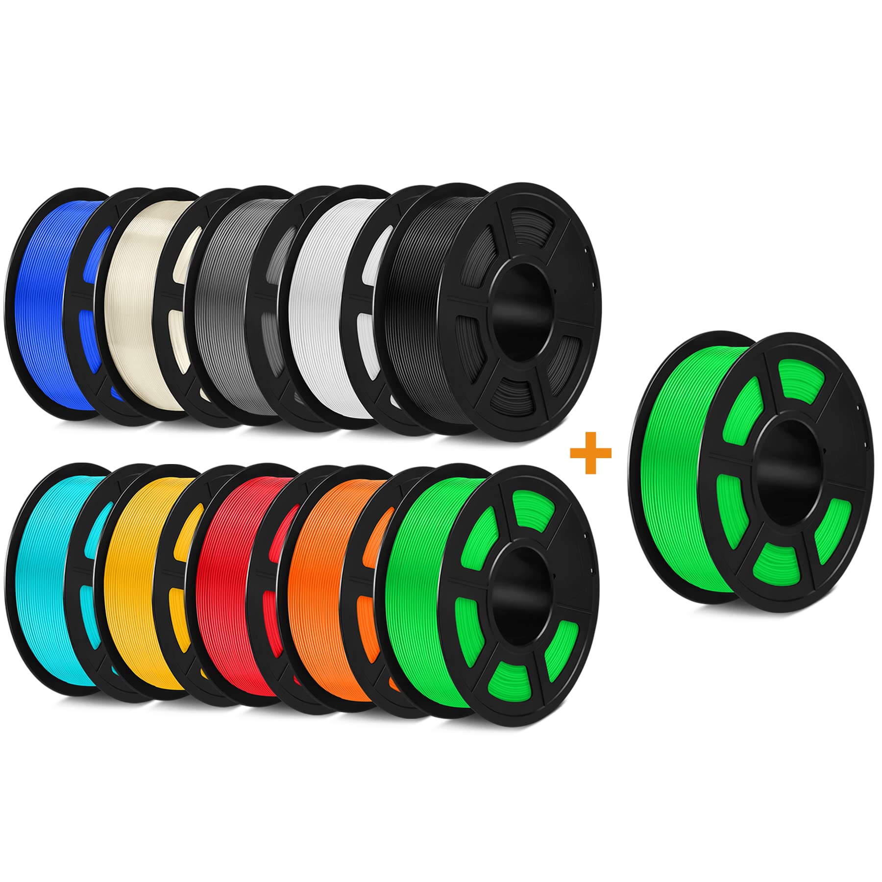 SUNLU PLA Filament 1.75mm 10KG (22LBS) - High Precision 3D Printer Filament with +/-0.02mm Tolerance - Includes 1KG PLA Plus in 10 Colors - Perfect for 3D Printing, DIY Projects & Creative Modeling