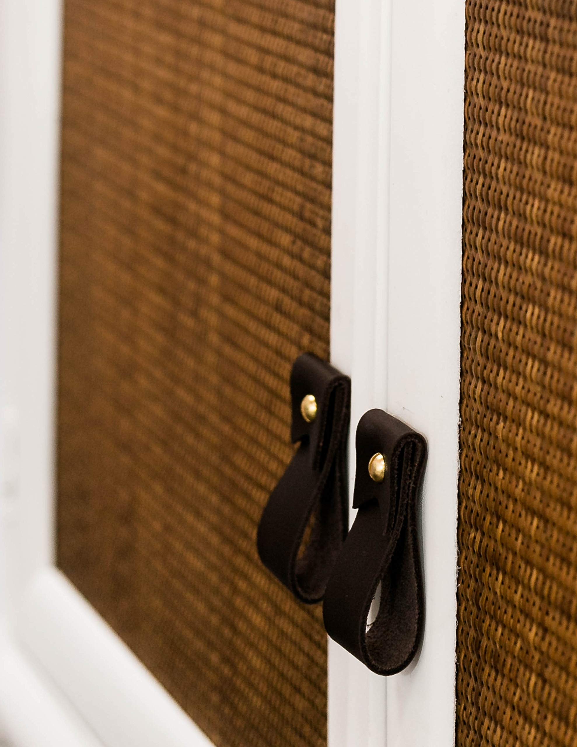 KEYAIIRA - Minimalist Leather and Brass Drawer Pulls - Modern Cabinet Knobs for Kitchen, Dresser & Farmhouse Furniture - Scandinavian Style Hardware for Home Decor & DIY Projects