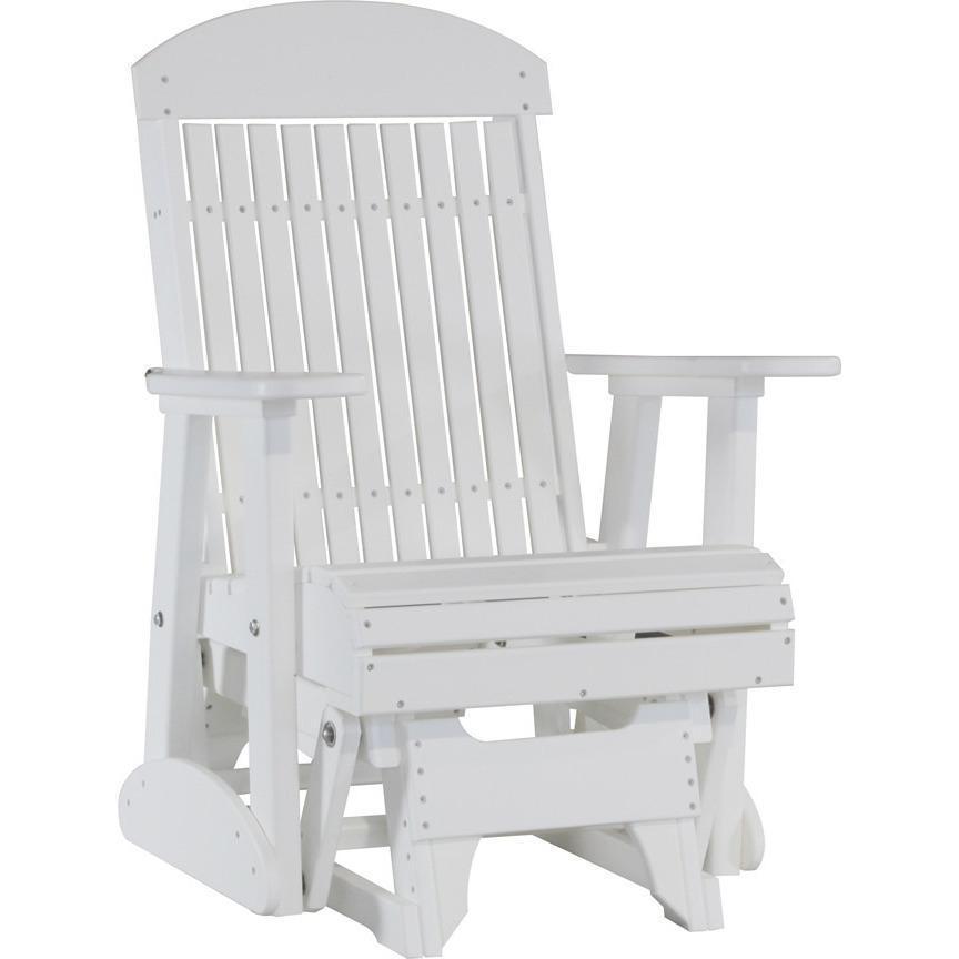 LuxCraft 2FT White Classic Highback Recycled Plastic Glider Chair - Eco-Friendly Outdoor Rocking Chair for Patio, Garden & Nursery Relaxation