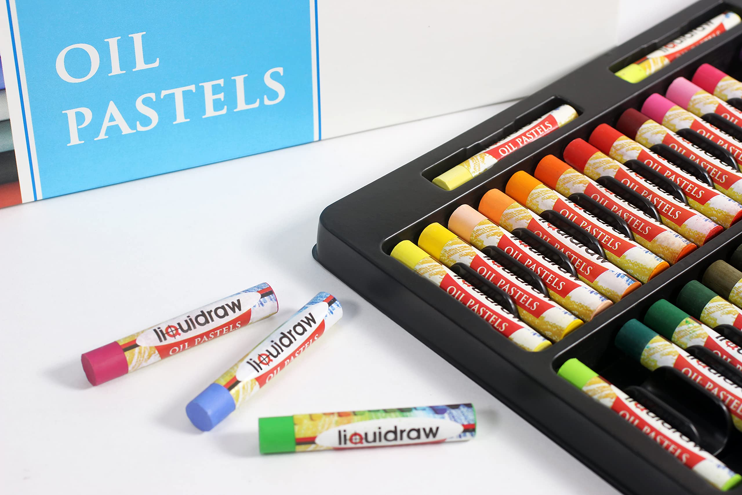 Liquidraw 52 Colors Soft Oil Pastels Set - Professional Artist Quality for Drawing, Sketching & Painting - Perfect for Artists, Students & Kids - Ideal for Classroom, Home Studio & Creative Projects