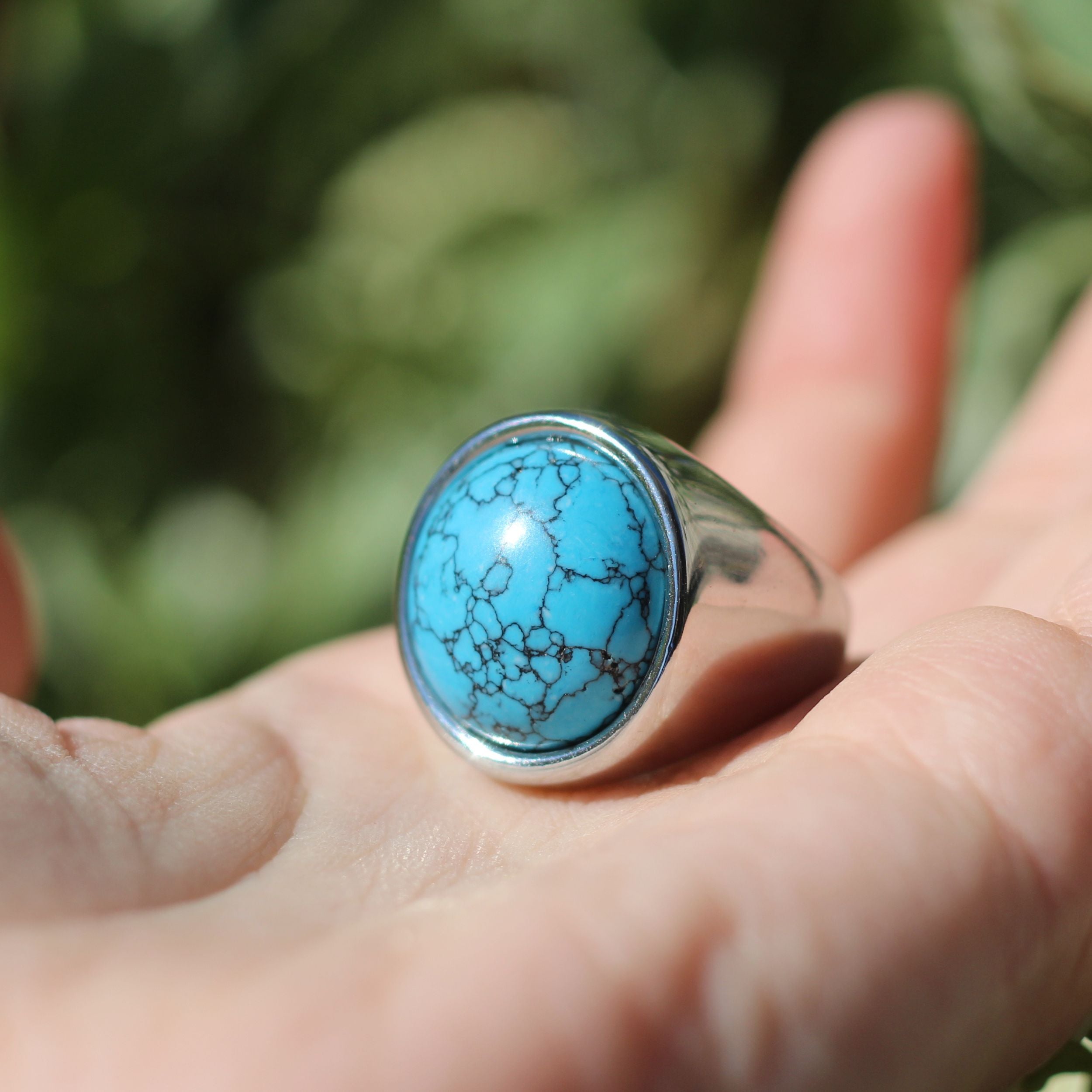 Turquoise Round Cut Ring - Handmade Sterling Silver Jewelry for Women | Perfect for Weddings, Parties & Everyday Wear