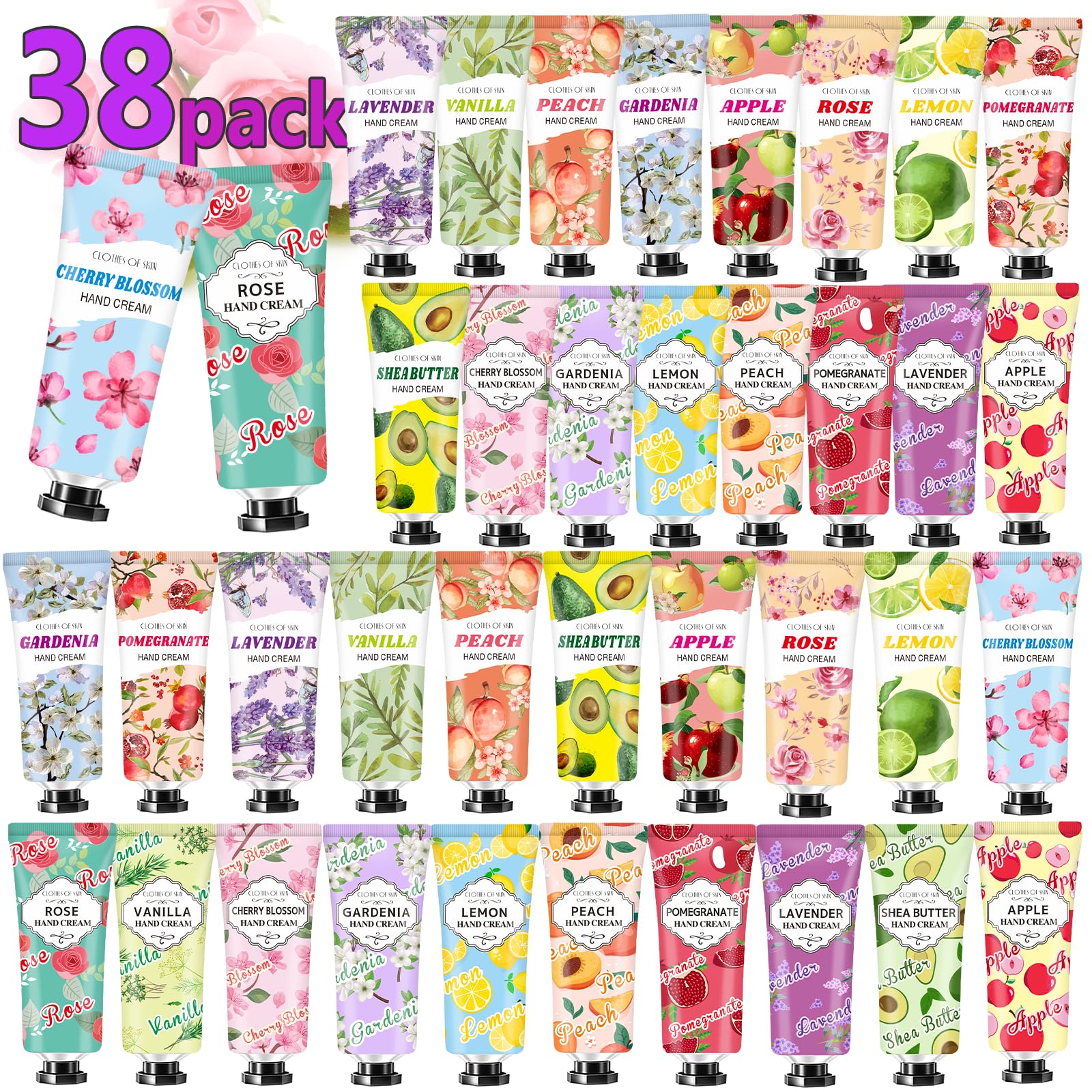 38 Pack Hand Cream Bulk Gifts for Dry Cracked Hands - Easter Basket Stuffers, Mother's Day Gifts for Mom, Teacher Appreciation, Nurse Gifts, Small Birthday Gifts for Women - Perfect for Office, Travel, and Daily Use