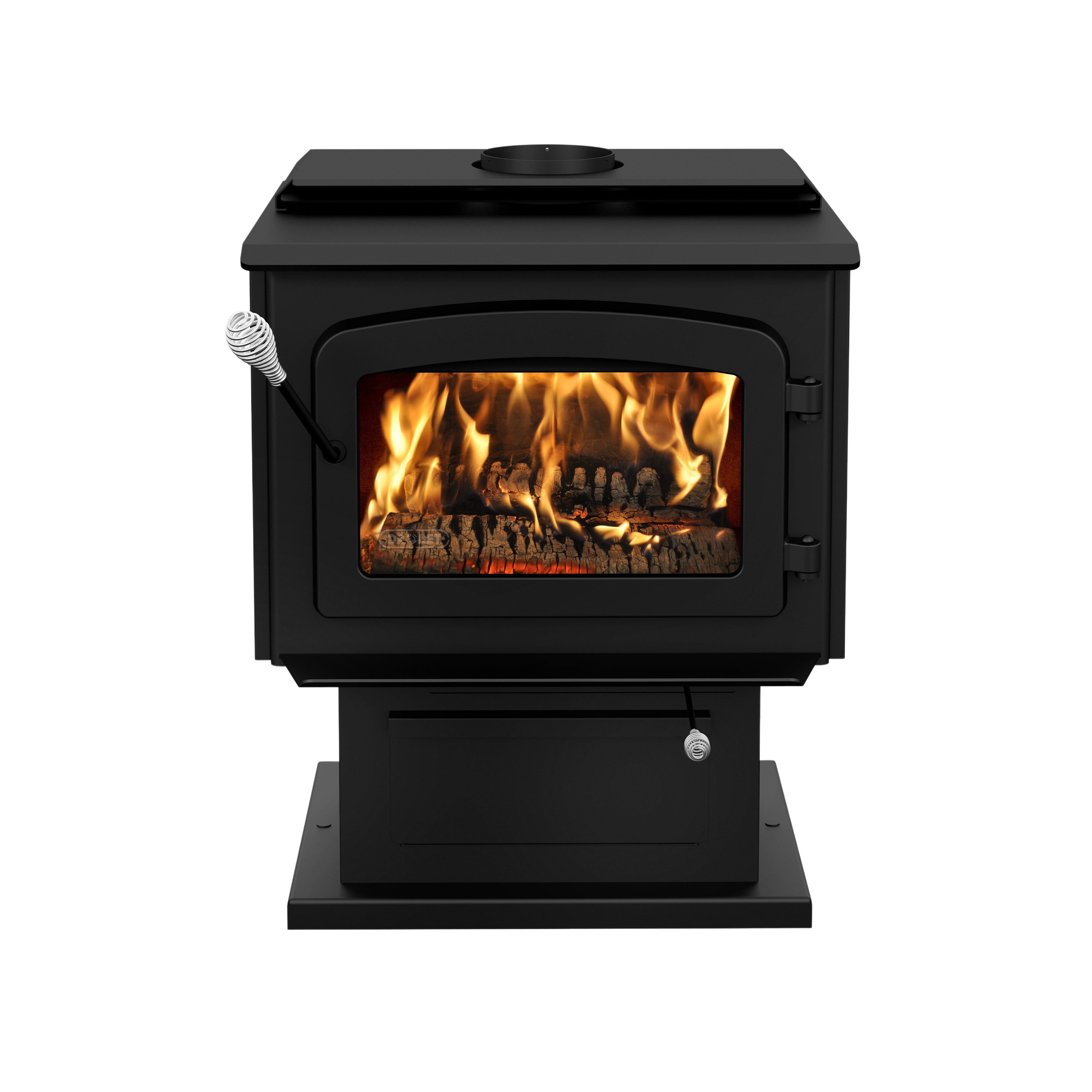 Drolet Escape 1800 EPA Certified Wood Stove - 2,100 Sq. Ft. Heating Capacity, Black Door, Pedestal Base - Perfect for Cabin, Home & Outdoor Heating