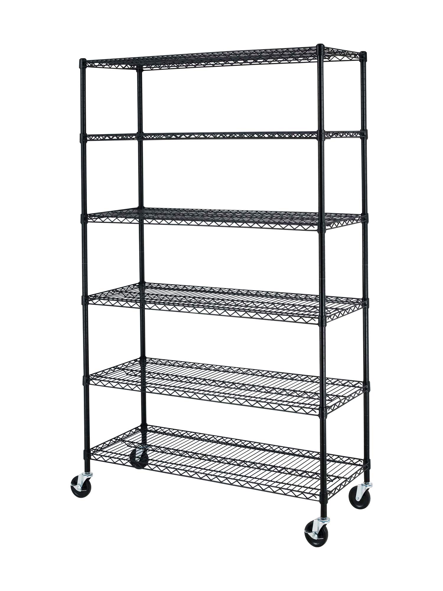 6-Tier Heavy Duty Metal Shelving Unit - NSF Certified Adjustable Height Storage Shelf with Wheels & Leveling Feet - 18
