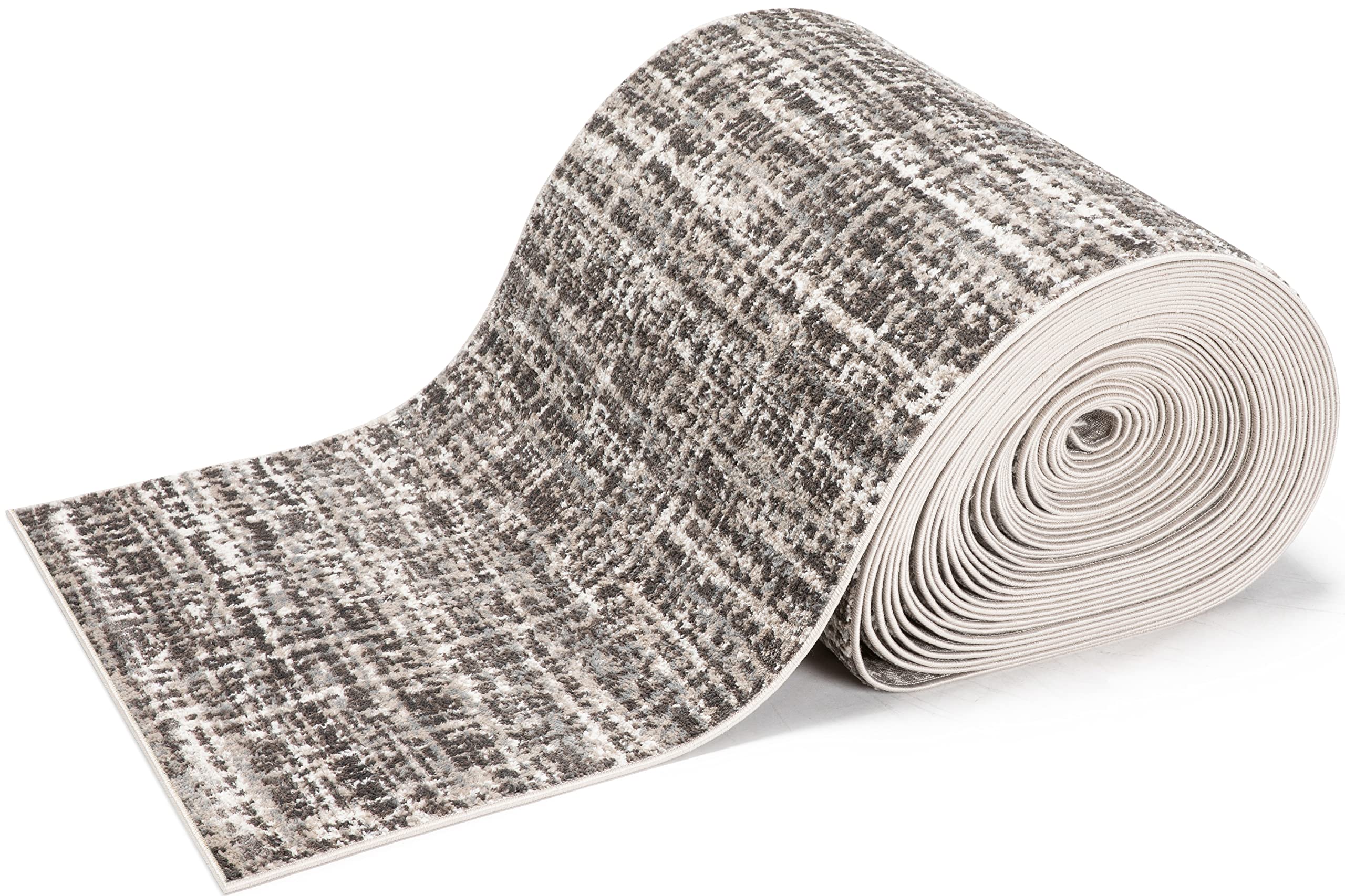 Custom Size Well Woven Szera Grey & Golden Rust Abstract Geometric Runner Rug - 31
