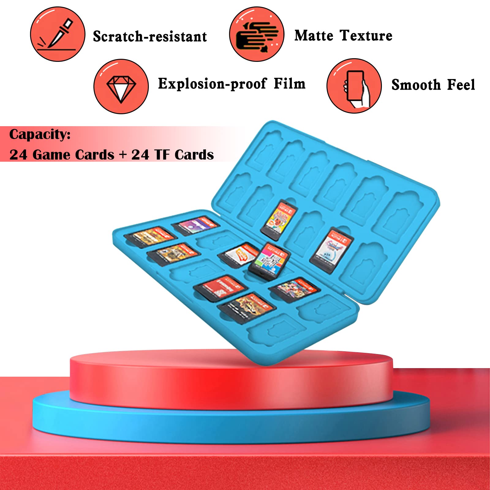 Nintendo Switch Game Card Holder - 24 Slots for Switch Games & TF Cards, 3D Dynamic Zelda Design, Portable Storage Case | Perfect for Travel, Gaming Parties & Organizing Your Switch Collection
