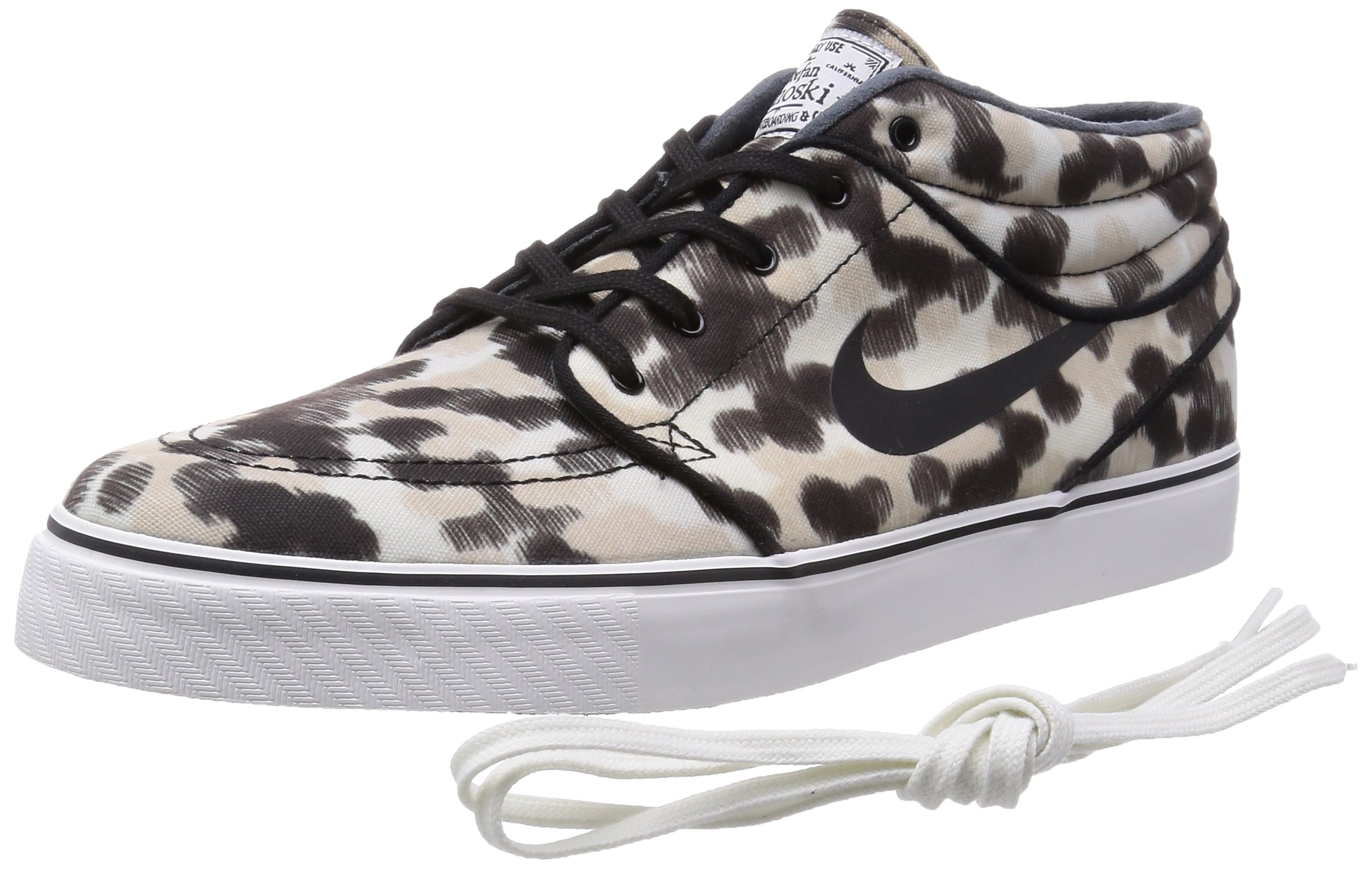 Nike Men's Zoom Stefan Janoski Mid Skateboarding Shoes - White/Black (Size 4) - Comfortable Sneakers for Skateboarding & Casual Wear
