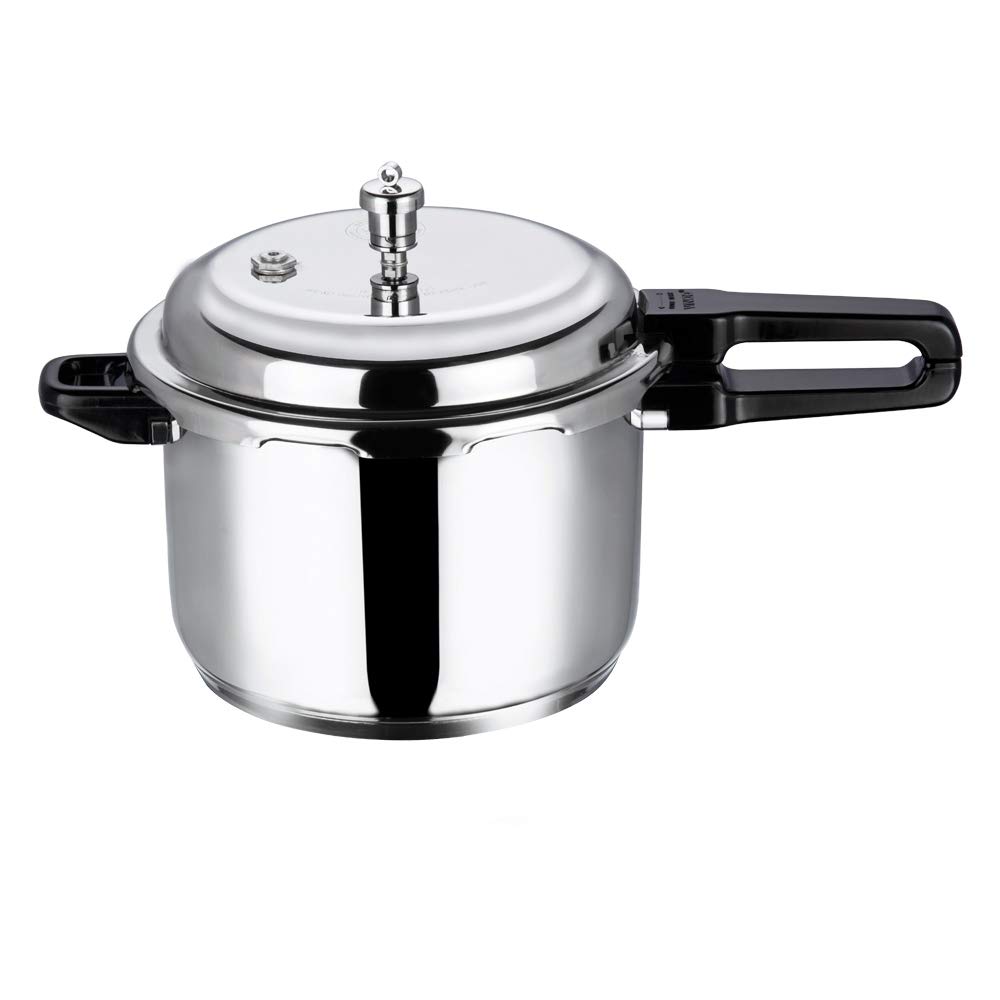 Vinod Stainless Steel 10L Pressure Cooker with Outer Lid - Induction Base & Sandwich Bottom - Perfect for Indian Cooking, Soups, Rice & Quinoa - Ideal for Home Kitchens, Meal Prep & Healthy Cooking