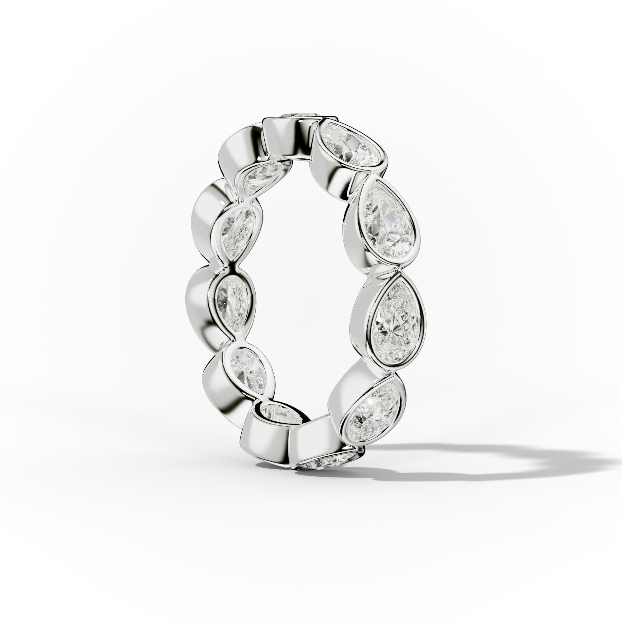 2.0 Carat East West Pear Cut Bezel Set Diamond Eternity Band - Elegant Wedding Ring for Women, Perfect for Anniversaries & Special Occasions