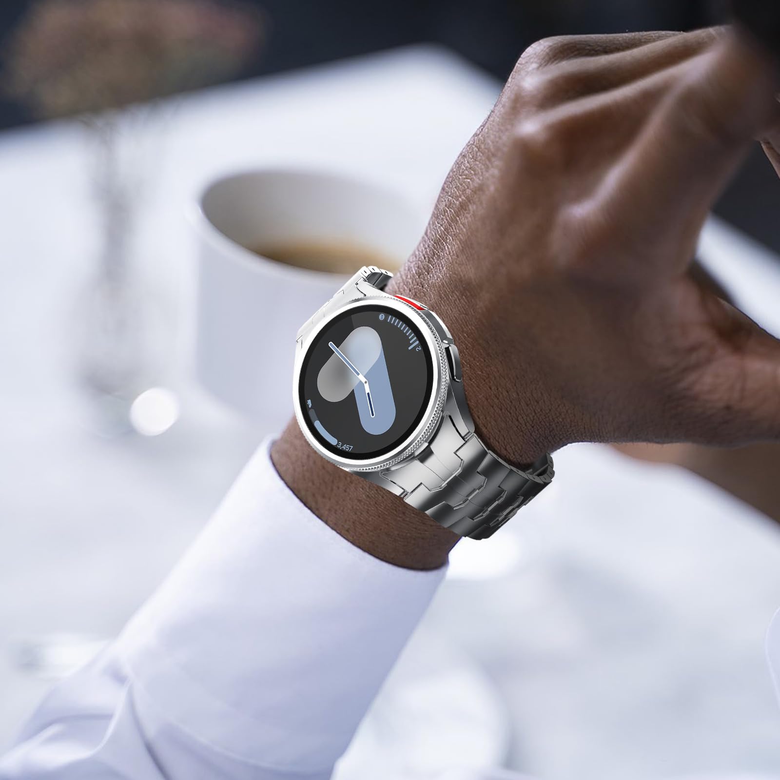 Fullife Compatible with Samsung Galaxy Watch 6 Classic Band 47mm, Galaxy Watch 5 Pro, Watch 6/5/4, Watch 4 Classic - Stainless Steel Metal Band with Magnetic Clasp, No Gap Design for Men - Perfect for Work, Gym & Everyday Wear