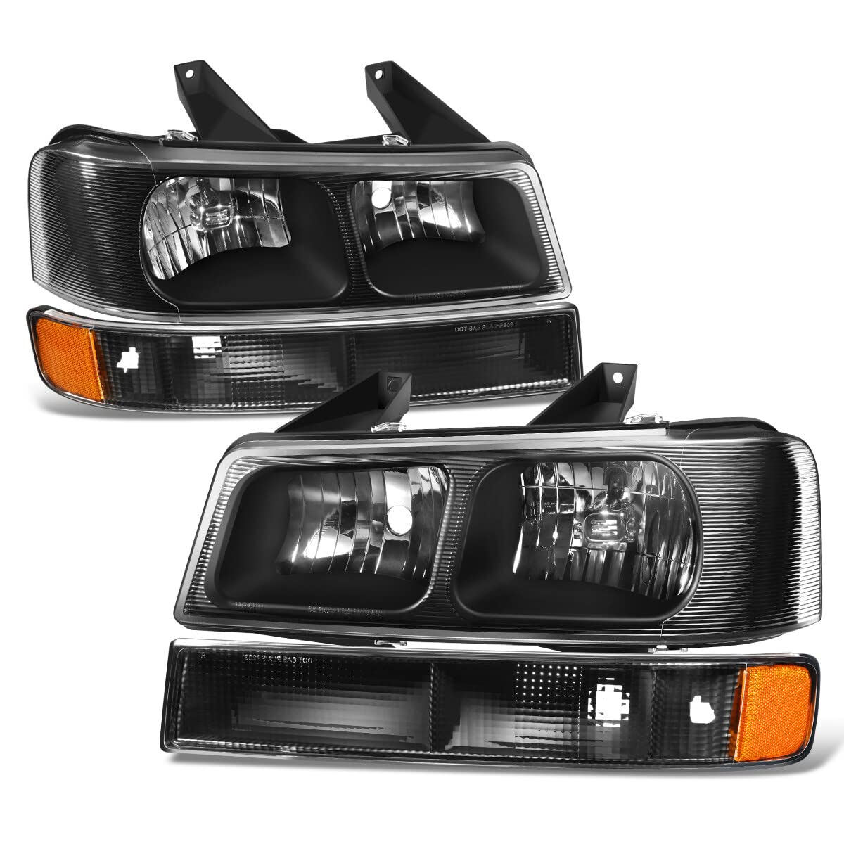 DNA MOTORING Headlights for 03-23 Chevy Express Savana - Black/Amber - Perfect for Night Driving & Off-Road Use