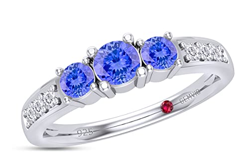 Natural Tanzanite White Gold Over Silver