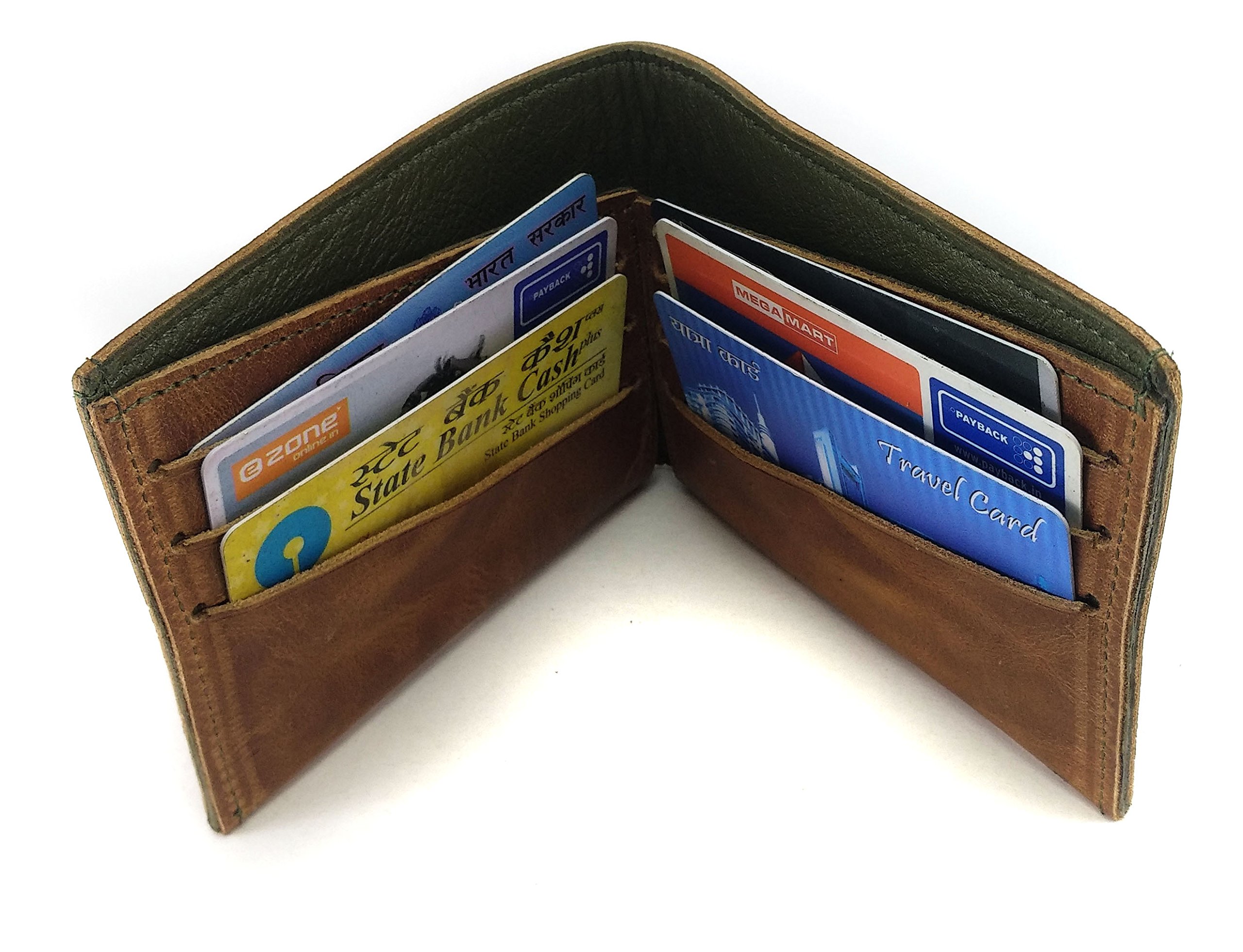 Genuine Leather Minimalist Two-Tone Wallet for Men - Slim RFID Blocking Bifold Wallet (Tan) - Perfect for Everyday Use, Travel & Business