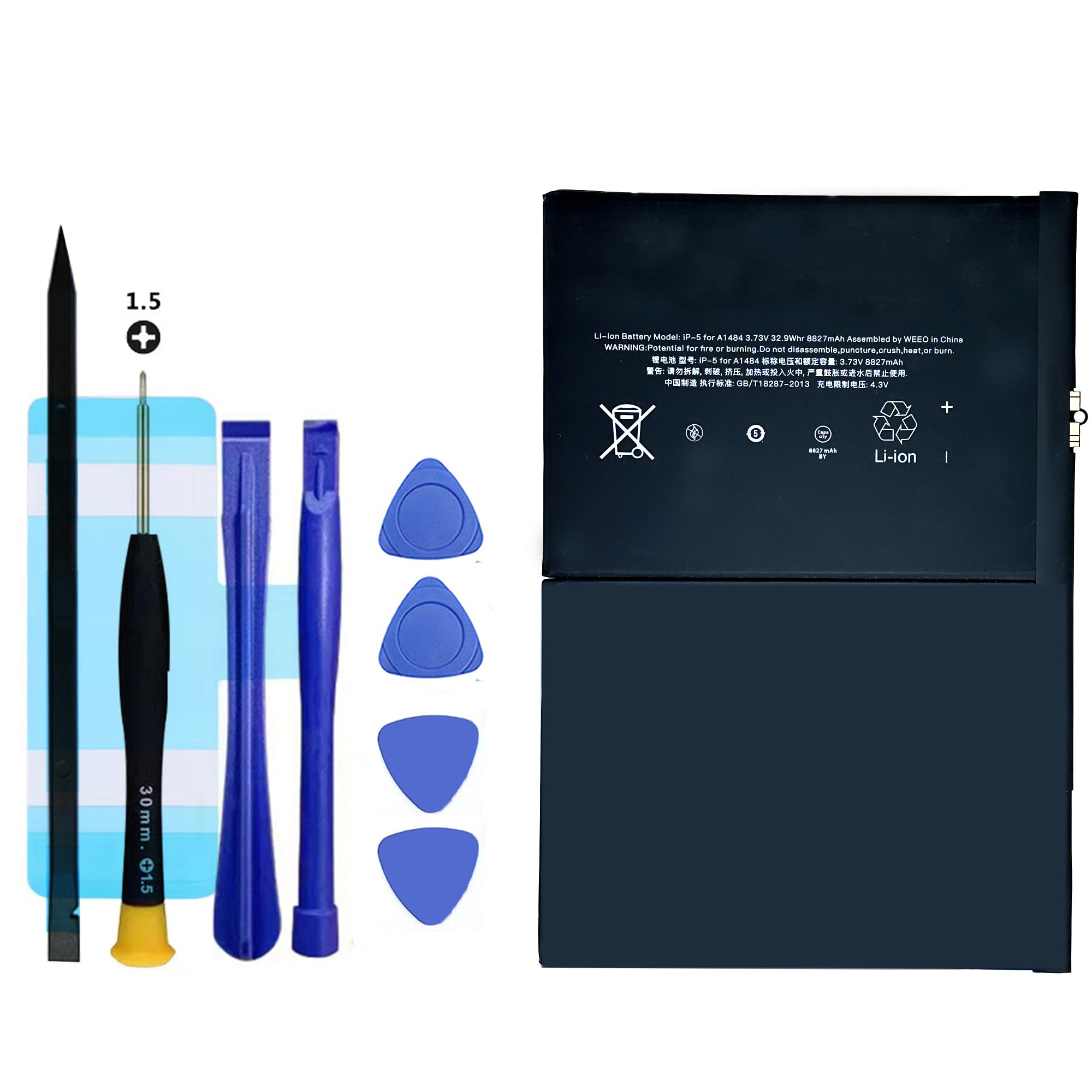 High Capacity A1484 Replacement Battery for iPad Air 1st Gen & iPad 5th/6th/7th/8th/9th Gen - 0 Cycle Rechargeable Battery Compatible with A1893 A1823 A2270 Models - Includes Repair Tool Kit - Perfect for Home/Office iPad Repair & Replacement