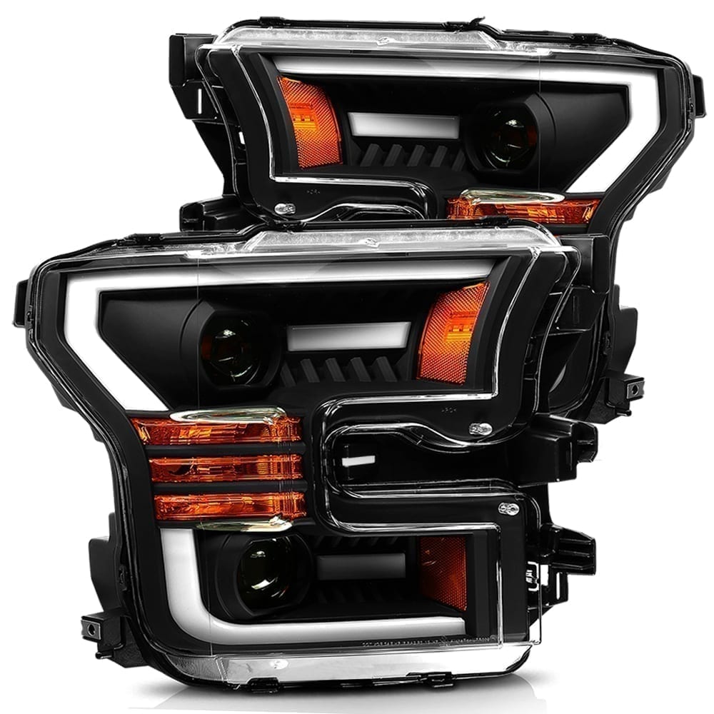 2015-2020 Ford F150 & Raptor LUXX Series LED Projector Headlights - Black Alpha Rex 880167 - Upgrade Your Truck Lighting for Night Driving & Off-Road Adventures