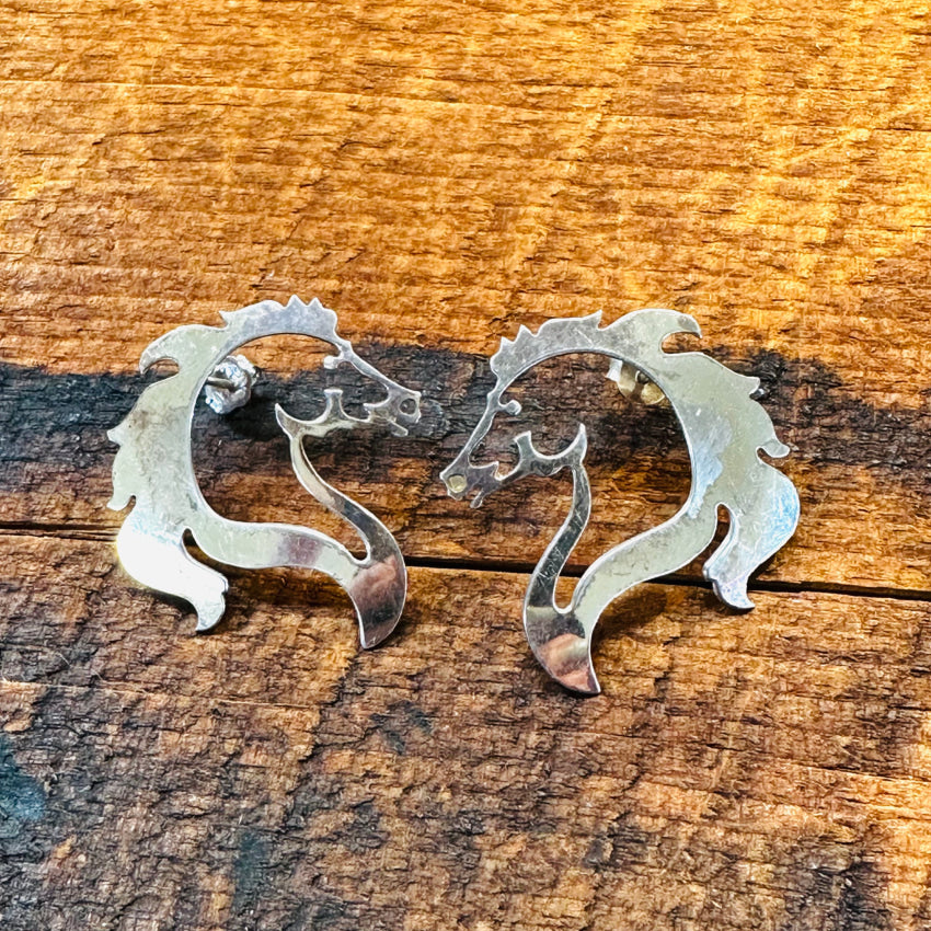 Sterling Silver Cut-Out Horse Pierced Post Earrings for Women | Dainty & Elegant Hoop Earrings for Everyday Wear, Gift Giving & Special Occasions